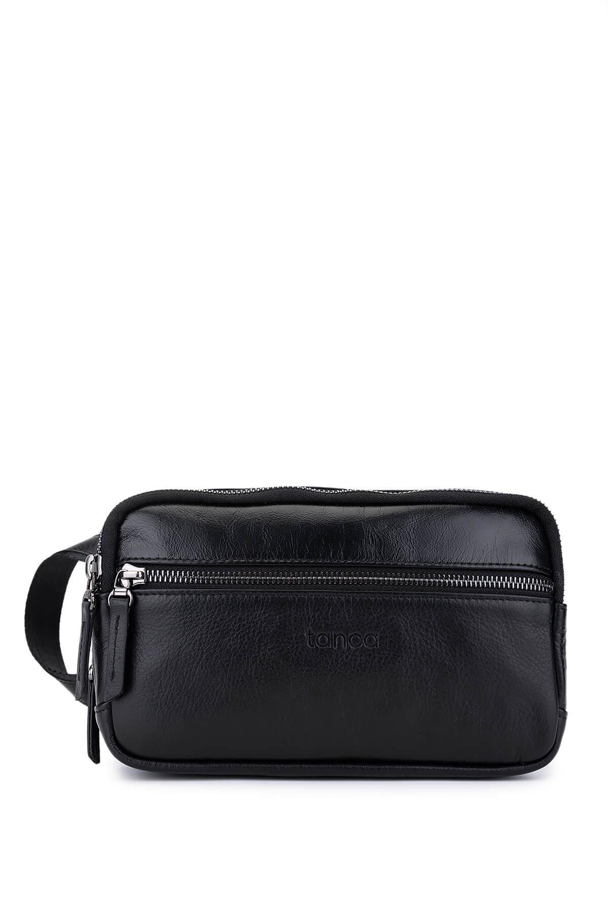 Tamer Tanca Erkek Hakiki Deri Siyah Deri El Çantası