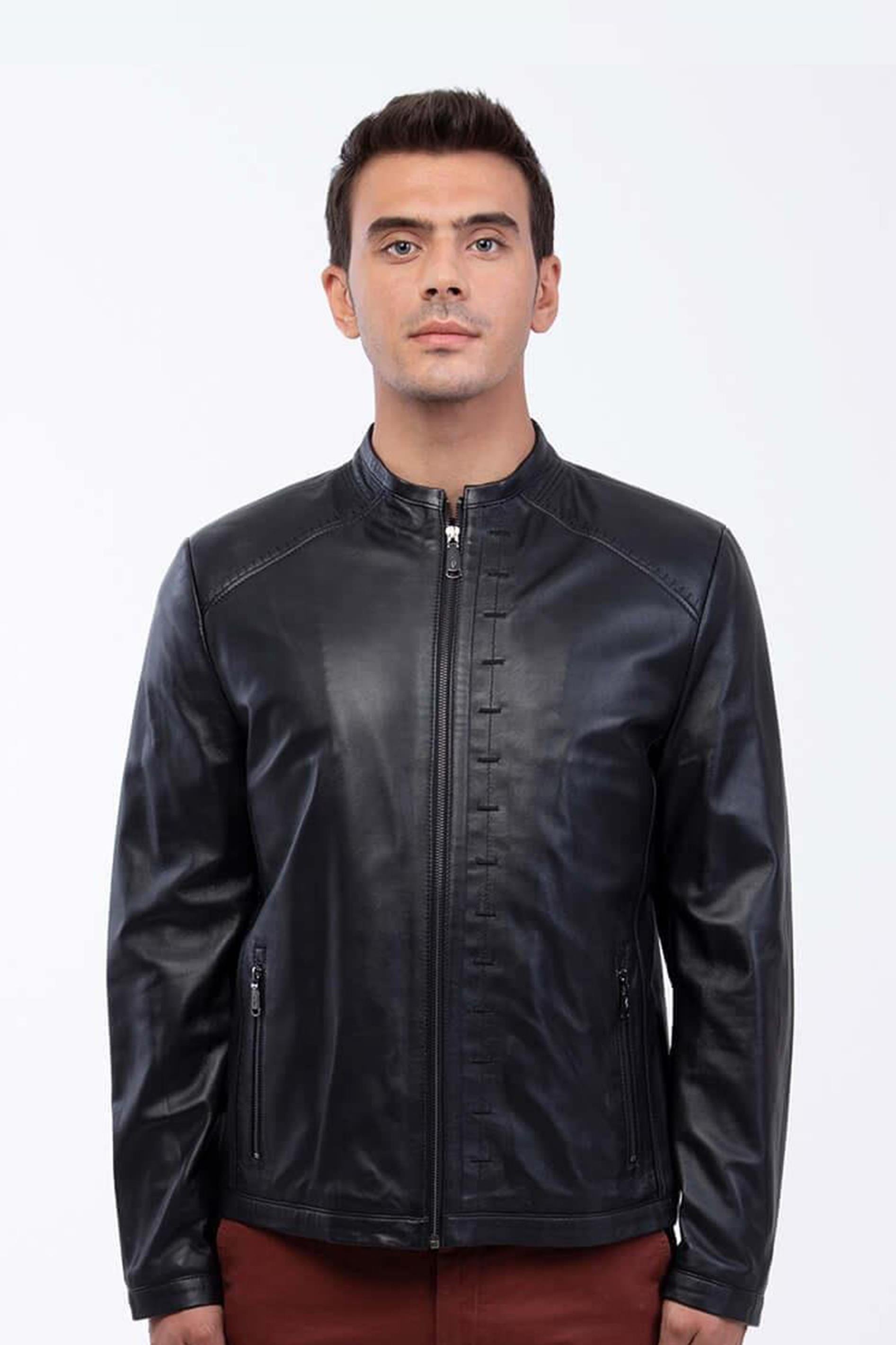 Tamer Tanca Erkek Hakiki Deri Siyah Deri Mont