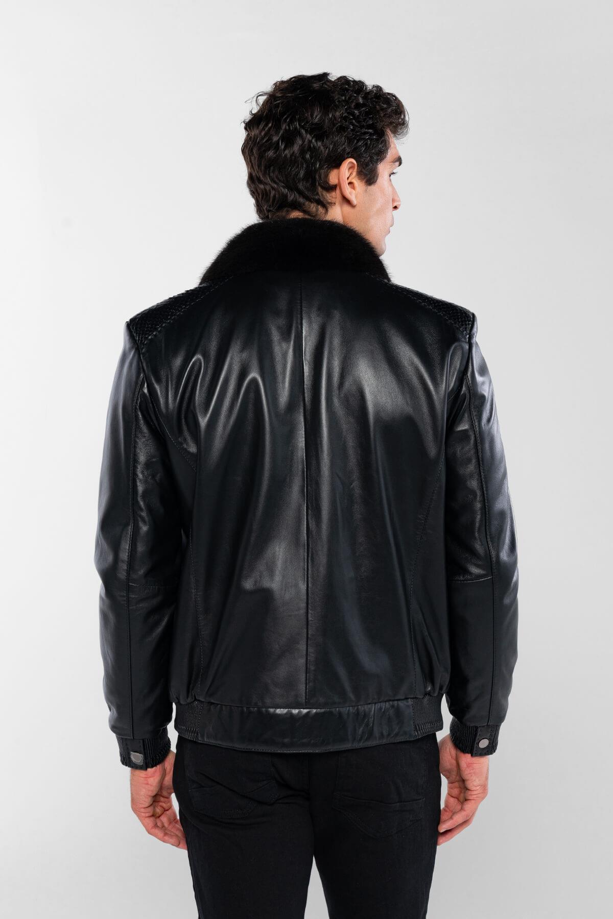 Tamer Tanca Erkek Hakiki Deri Siyah Deri Mont