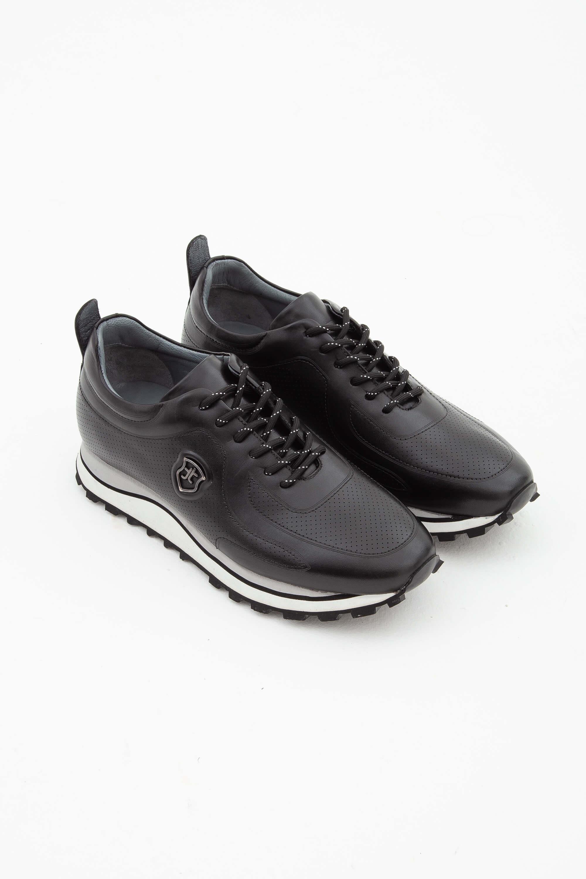 Tamer Tanca Erkek Hakiki Deri Siyah Deri Casual Ayakkabı