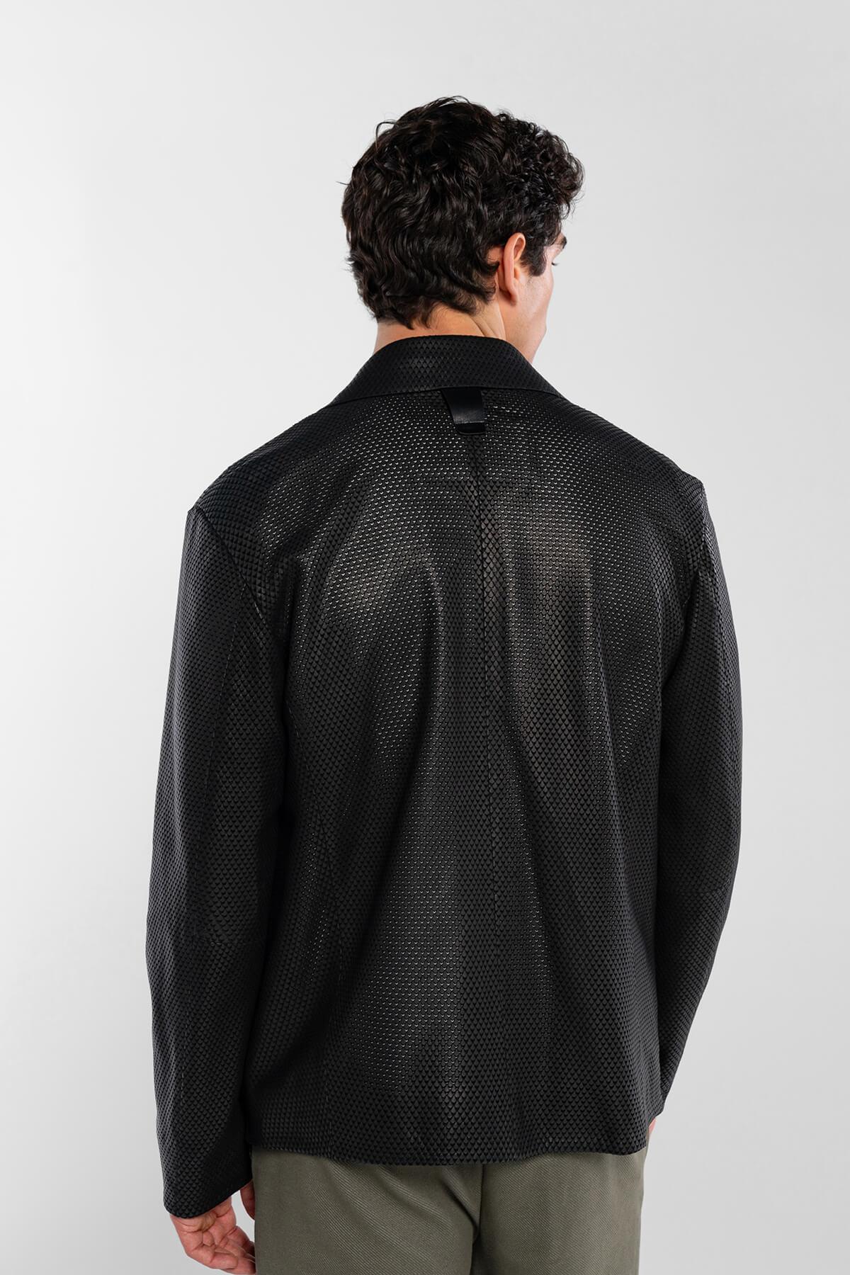 Tamer Tanca Erkek Hakiki Deri Siyah Deri Mont