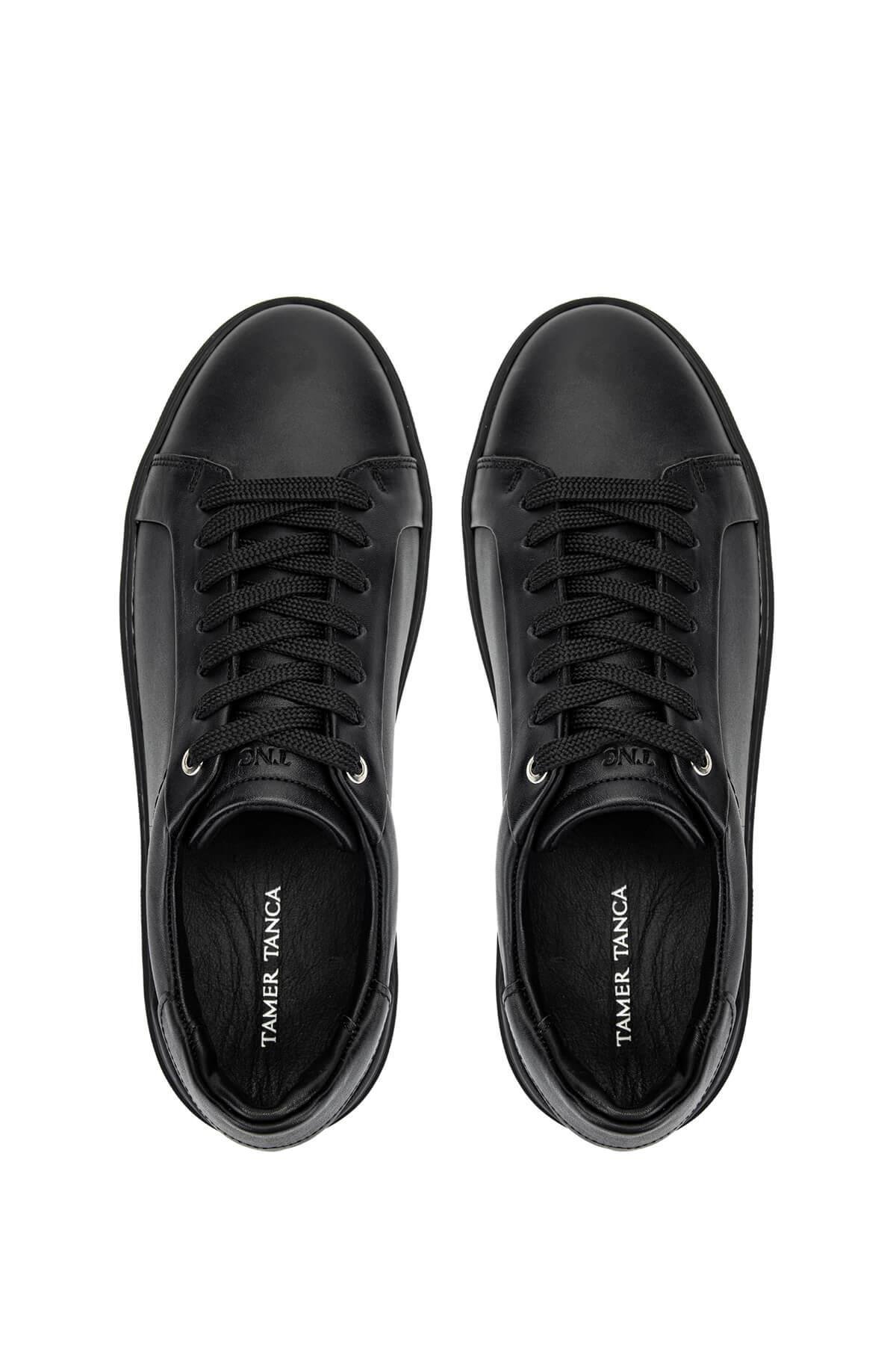 Tamer Tanca Erkek Hakiki Deri Siyah Deri Sneakers & Spor Ayakkabı