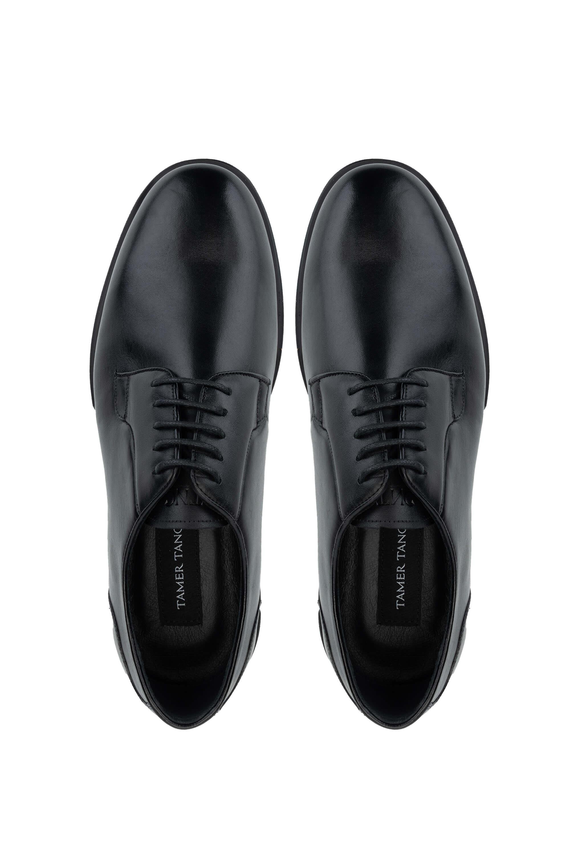 Tamer Tanca Erkek Hakiki Deri Siyah Deri Casual Ayakkabı
