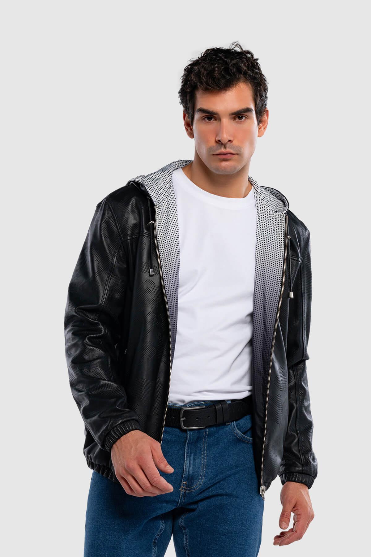 Tamer Tanca Erkek Hakiki Deri Siyah Deri Mont