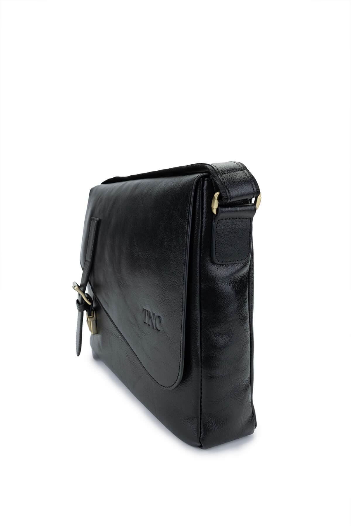 Tamer Tanca Erkek Hakiki Deri Siyah Deri Postacı Çanta