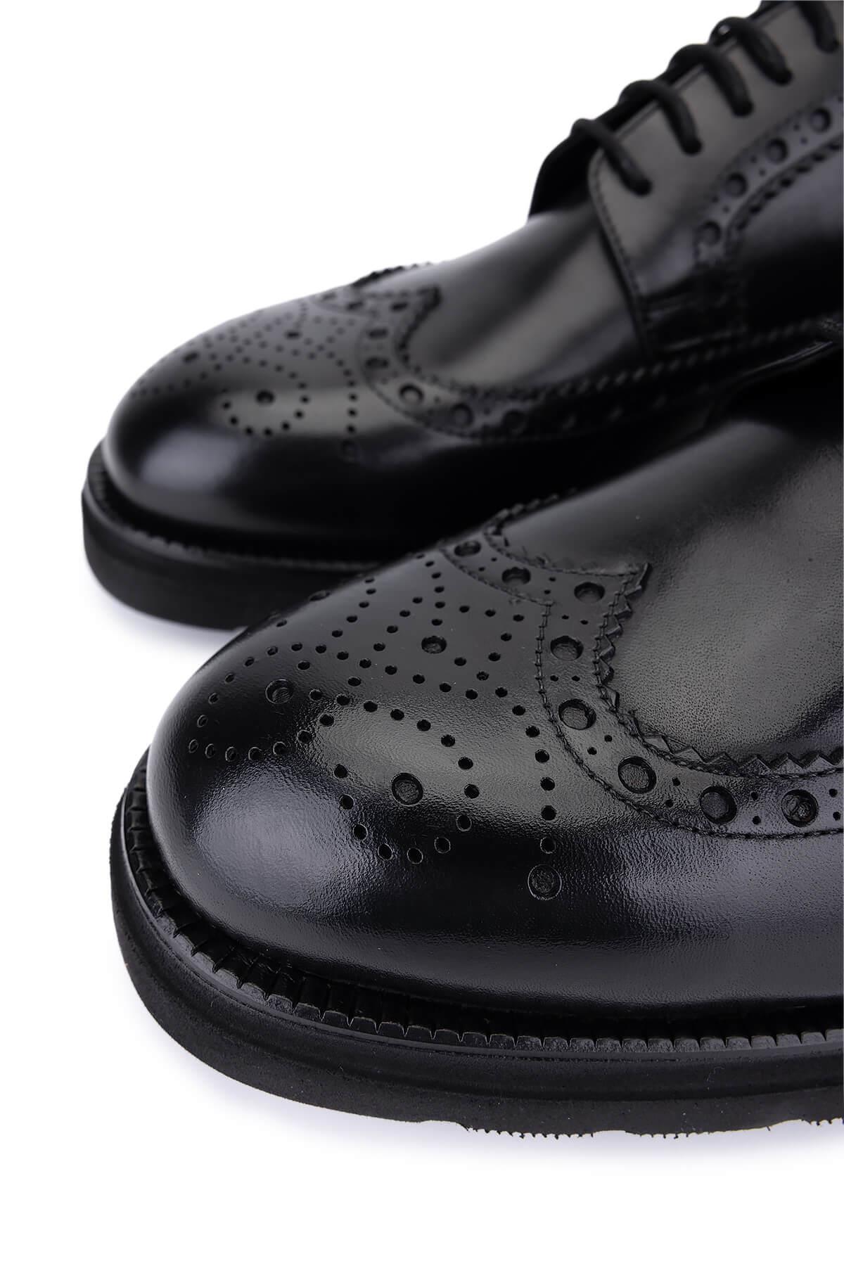 Tamer Tanca Erkek Hakiki Deri Siyah Deri Casual Ayakkabı