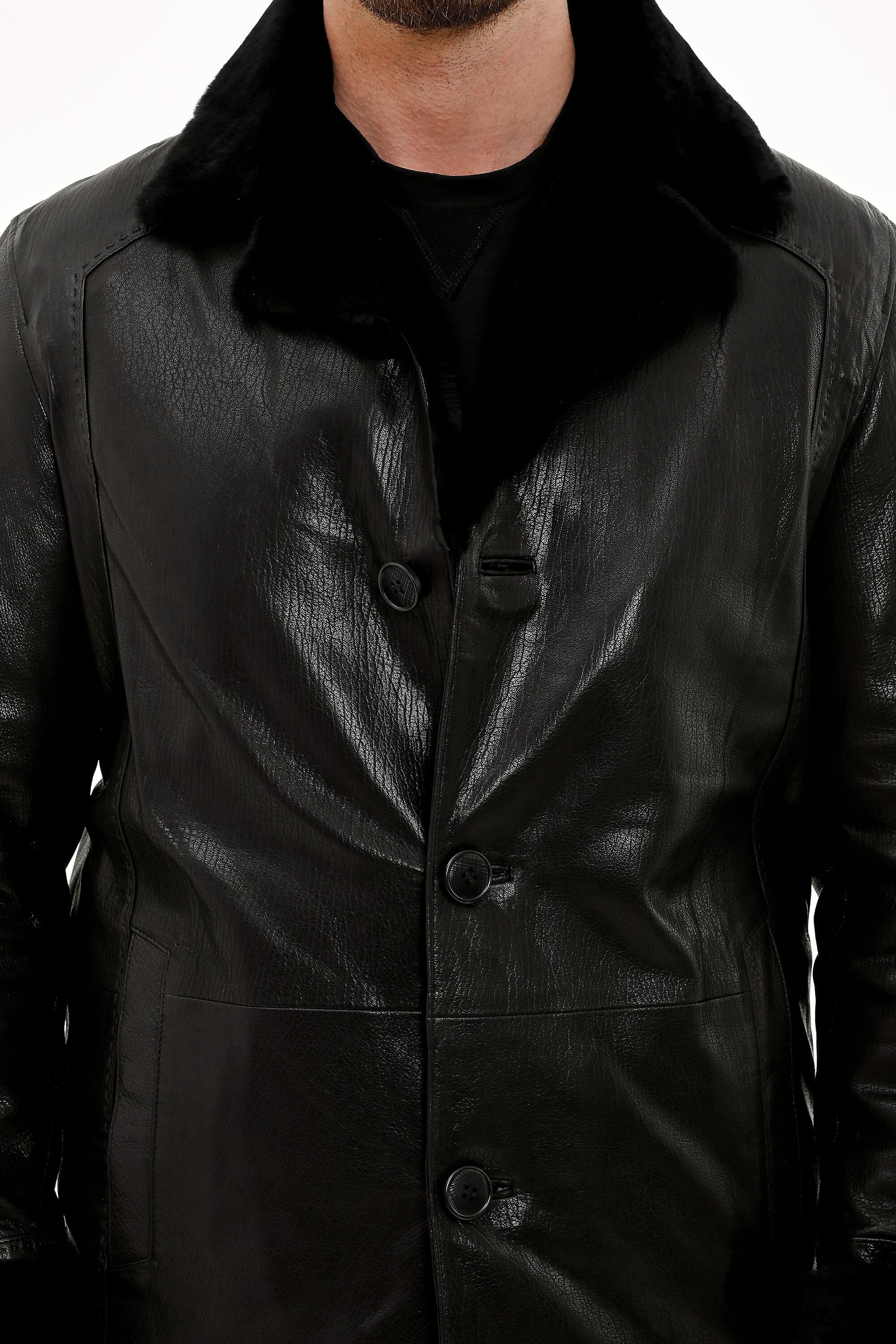 Tamer Tanca Erkek Hakiki Deri Siyah Deri Mont