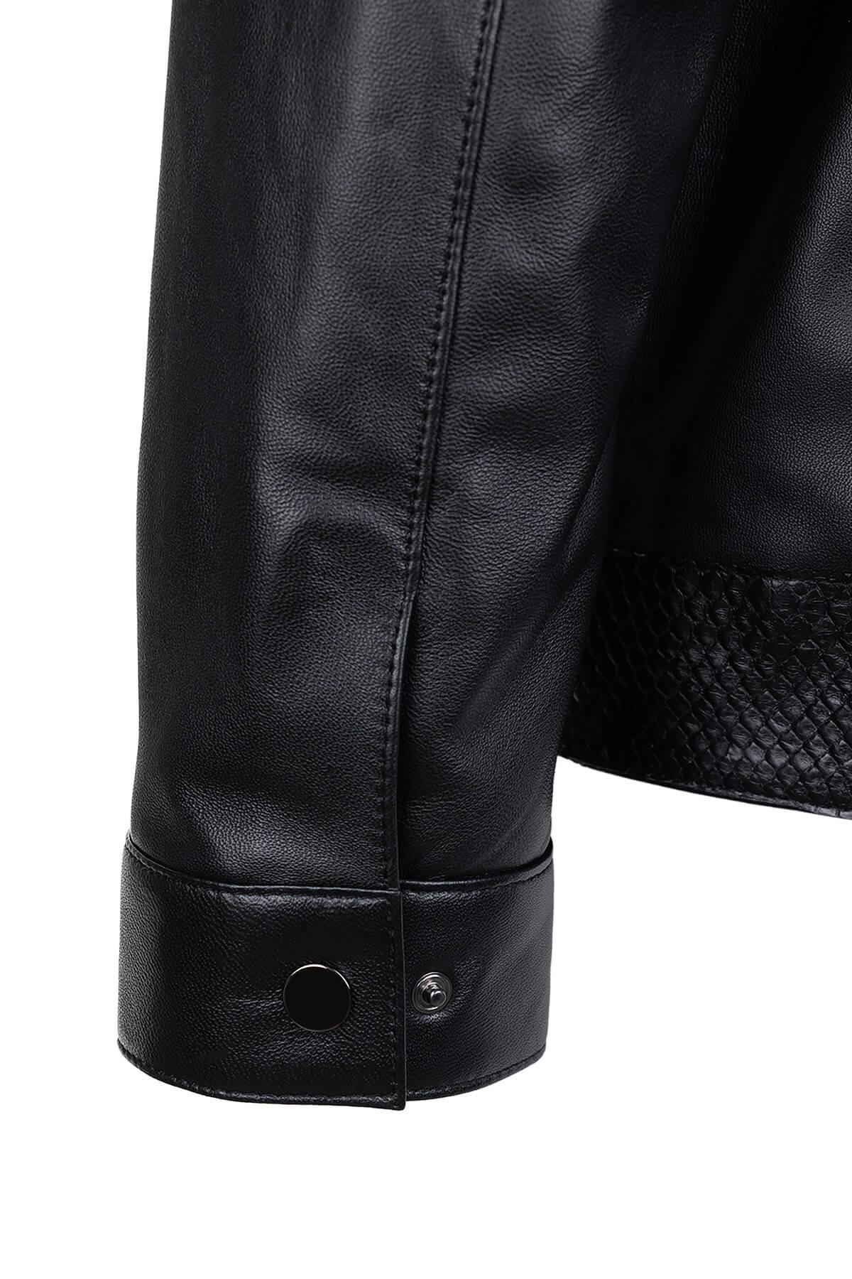 Tamer Tanca Erkek Hakiki Deri Siyah Deri Mont