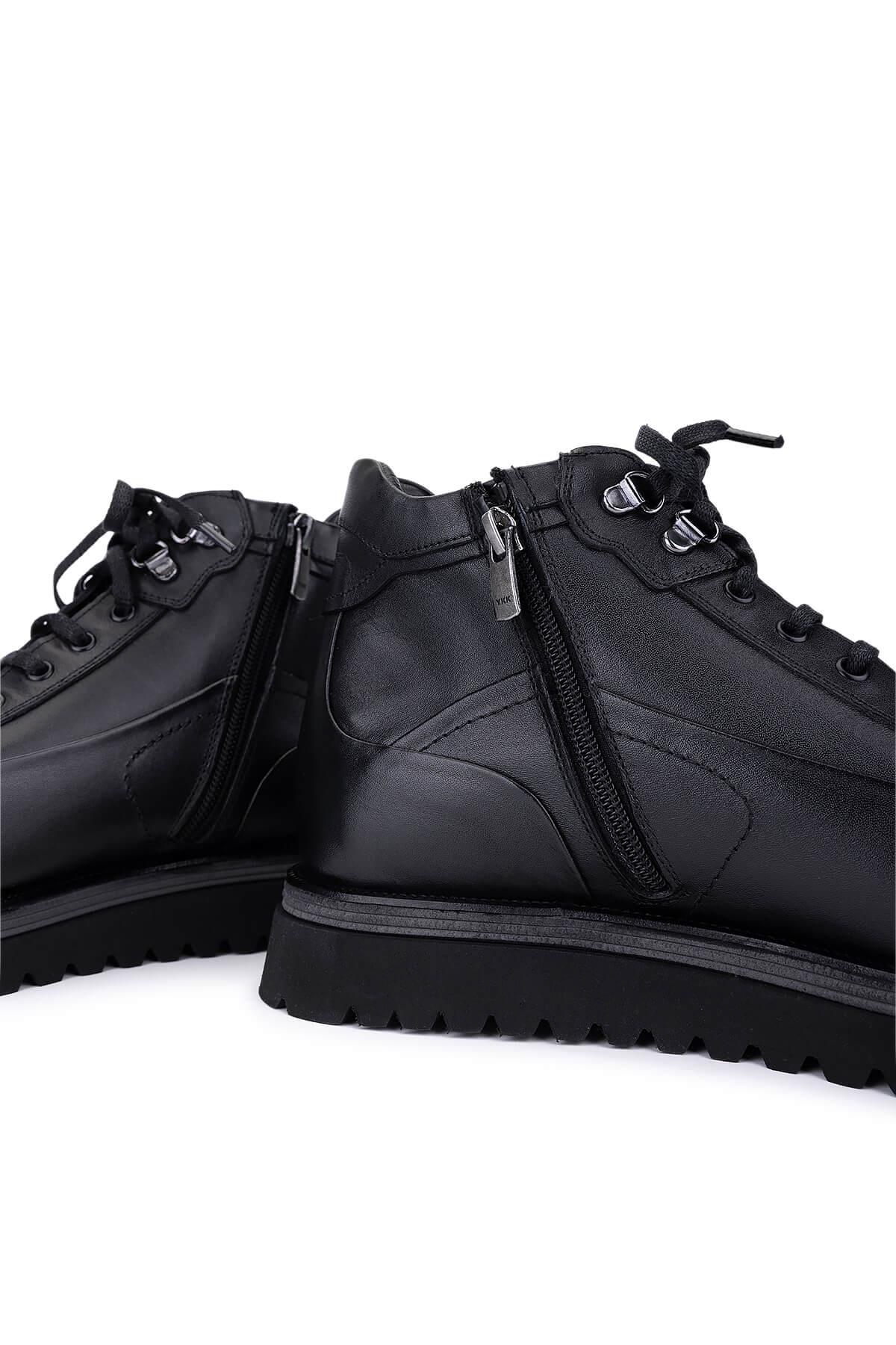 Tamer Tanca Erkek Hakiki Deri Siyah Deri Casual Bot