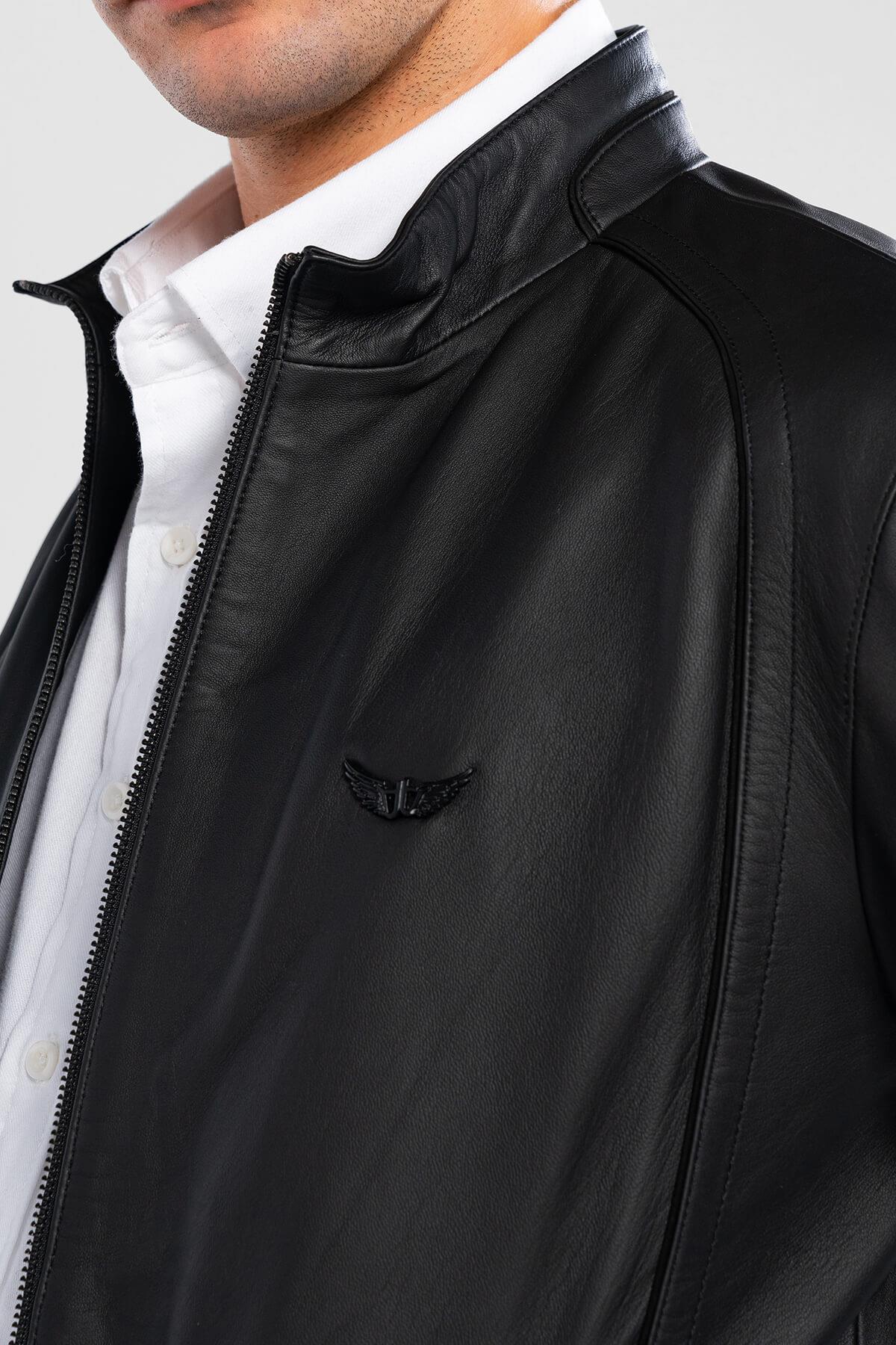 Tamer Tanca Erkek Hakiki Deri Siyah Deri Mont