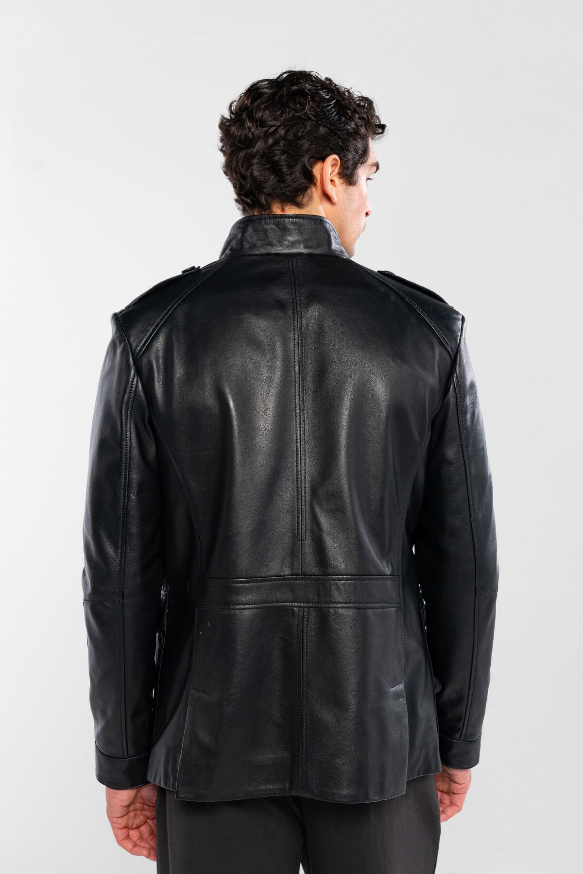 Tamer Tanca Erkek Hakiki Deri Siyah Deri Mont