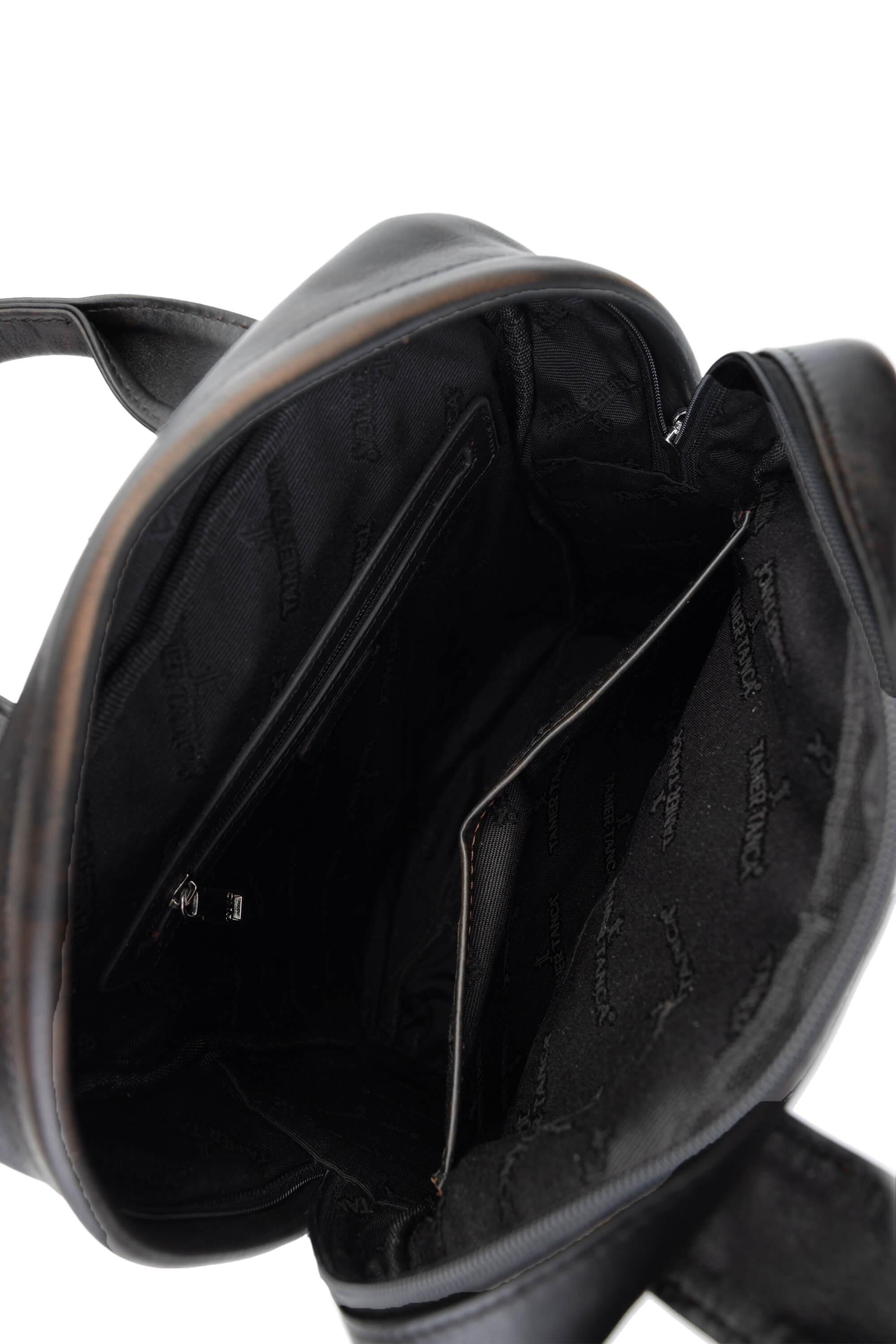 Tamer Tanca Erkek Hakiki Deri Siyah Eskitme Sırt Çantası