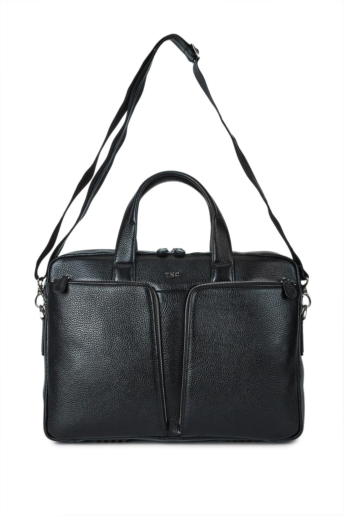 Tamer Tanca Erkek Hakiki Deri Siyah Evrak Çantası