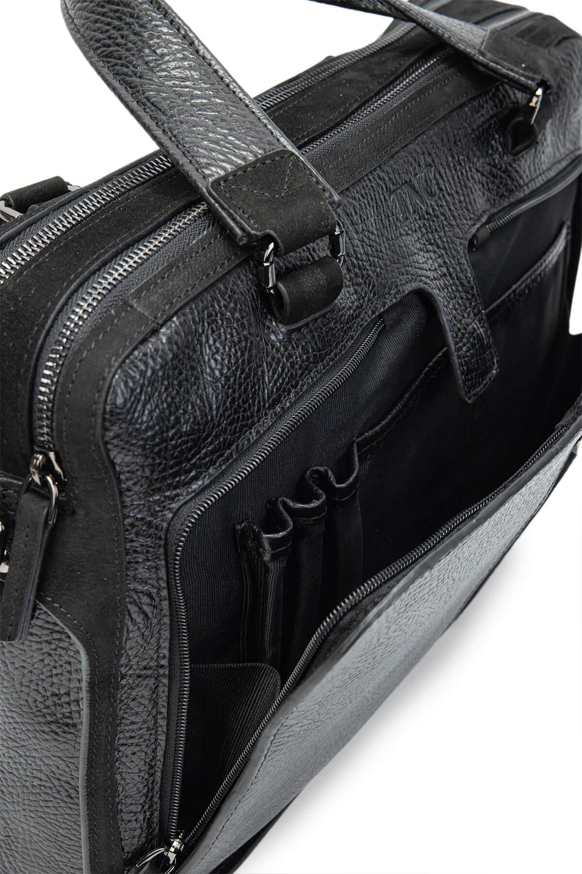 Tamer Tanca Erkek Hakiki Deri Siyah Evrak Çantası