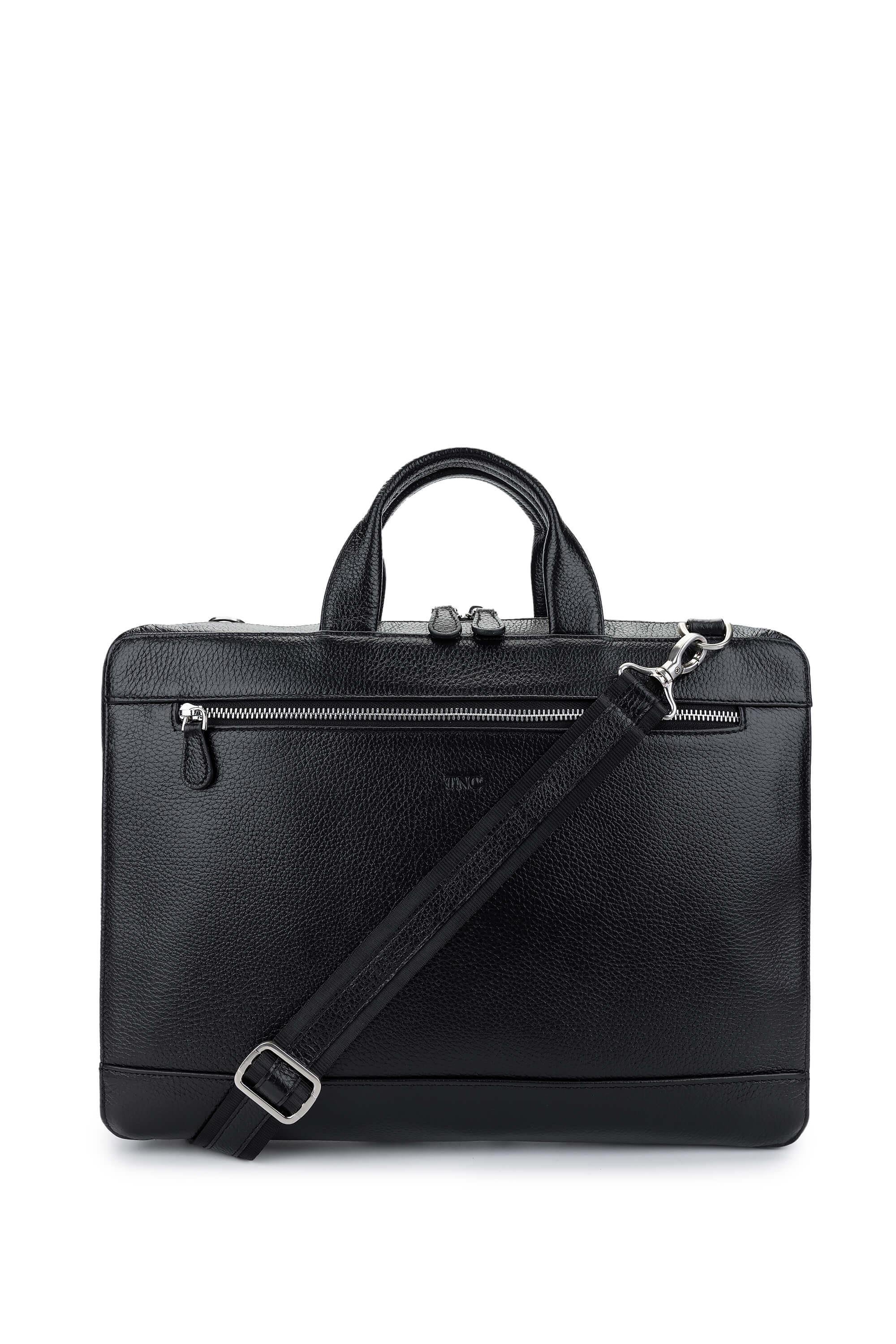 Tamer Tanca Erkek Hakiki Deri Siyah Floter Evrak Çantası