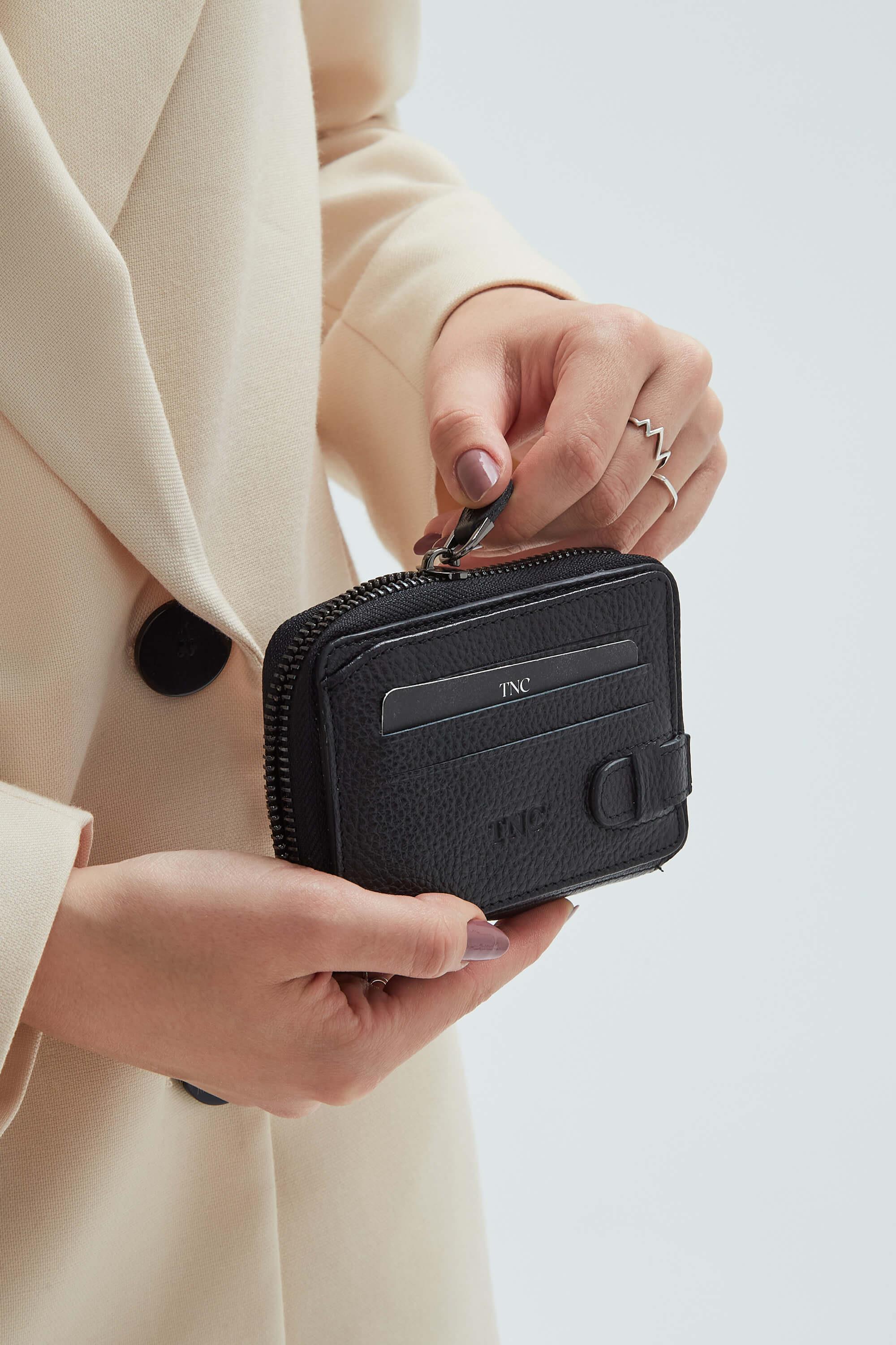 Tamer Tanca Erkek Hakiki Deri Siyah Floter Kartlık