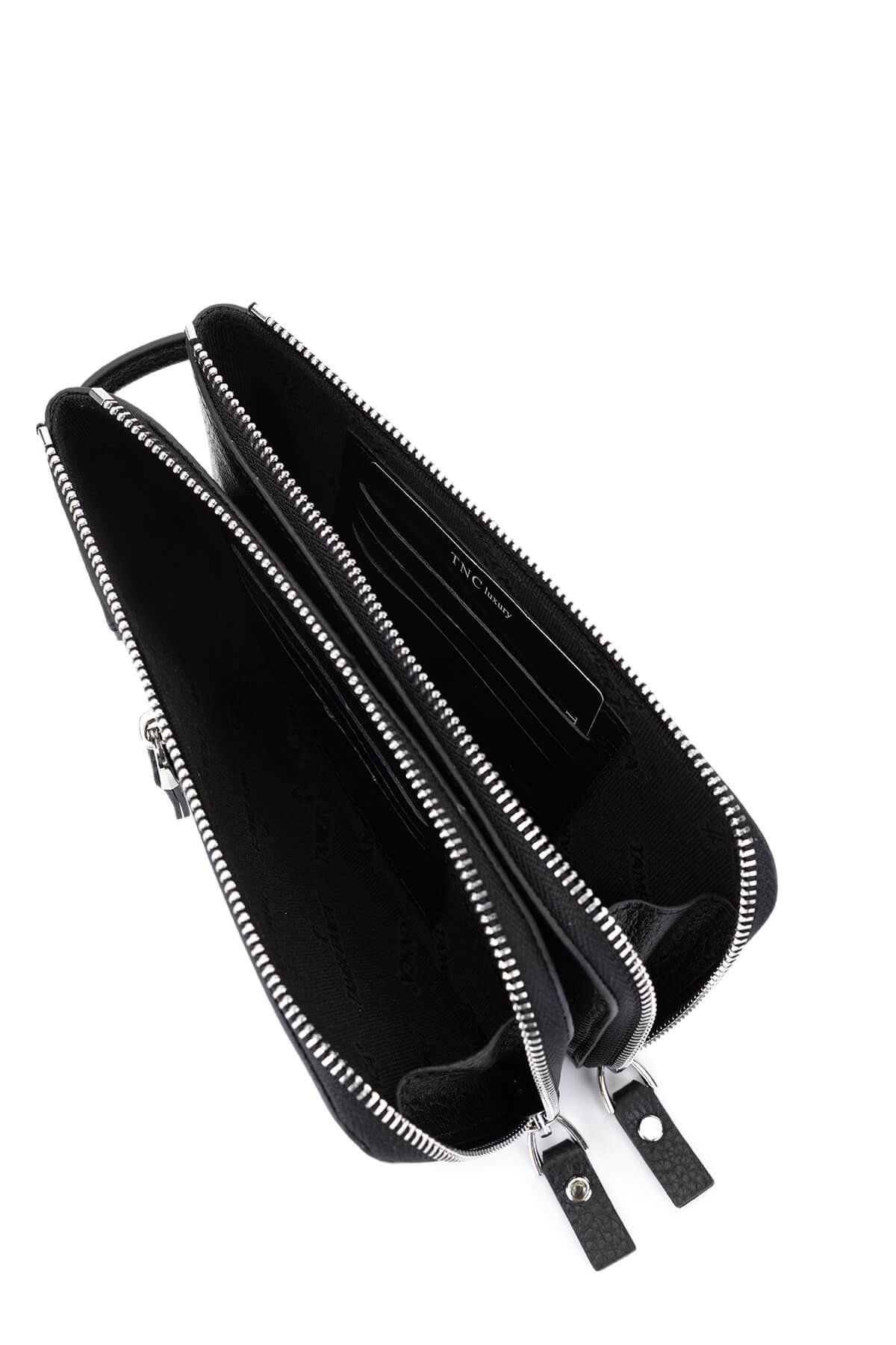 Tamer Tanca Erkek Hakiki Deri Siyah Floter El Çantası