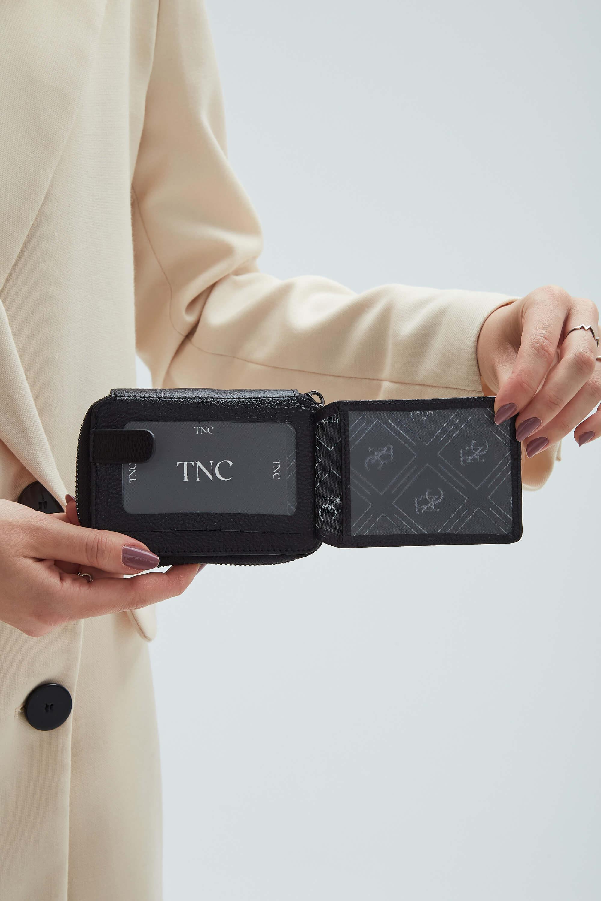 Tamer Tanca Erkek Hakiki Deri Siyah Floter Kartlık