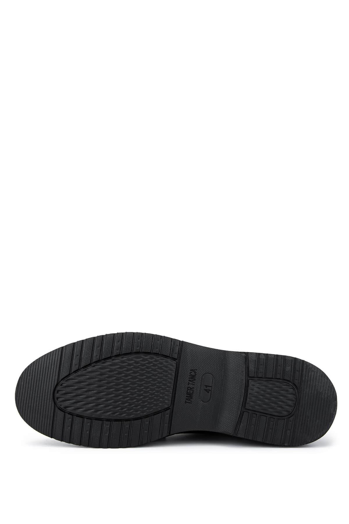 Tamer Tanca Erkek Hakiki Deri Siyah Floter Casual Ayakkabı