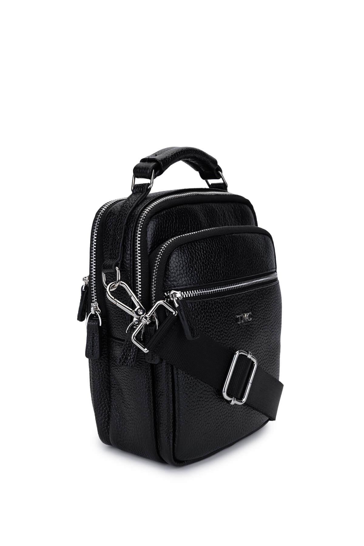 Tamer Tanca Erkek Hakiki Deri Siyah Floter El Çantası