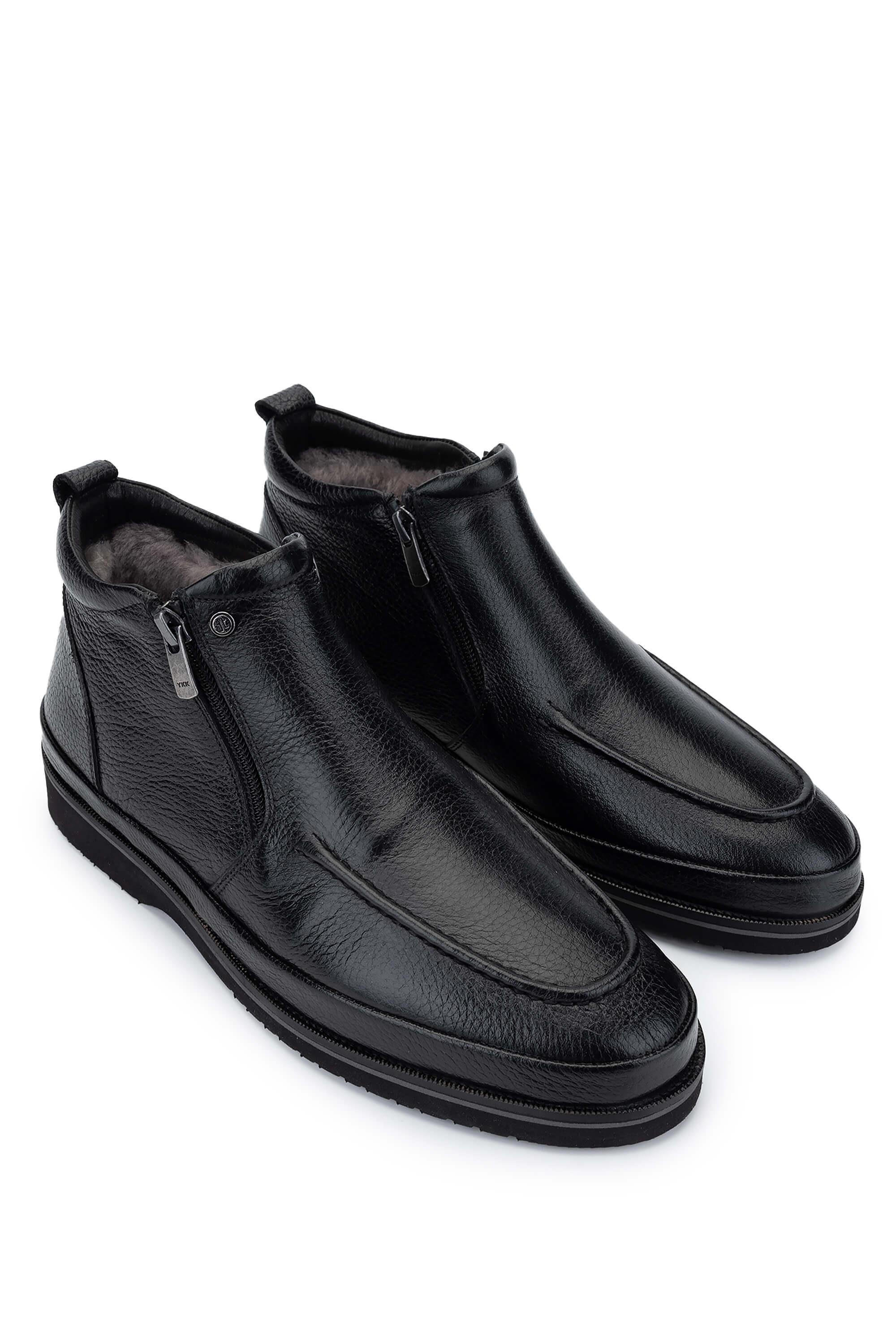 Tamer Tanca Erkek Hakiki Deri Siyah Floter Casual Bot