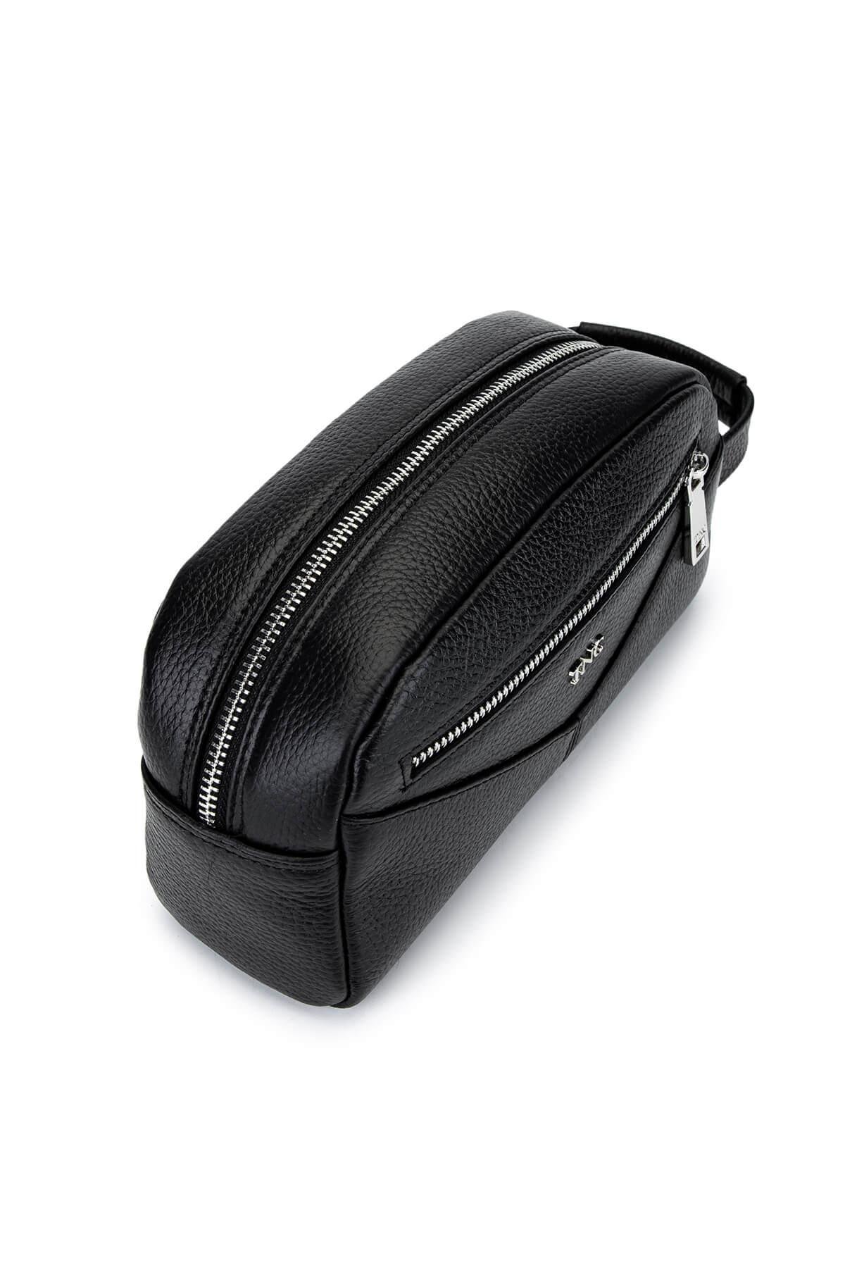 Tamer Tanca Erkek Hakiki Deri Siyah Floter Traş Çantası