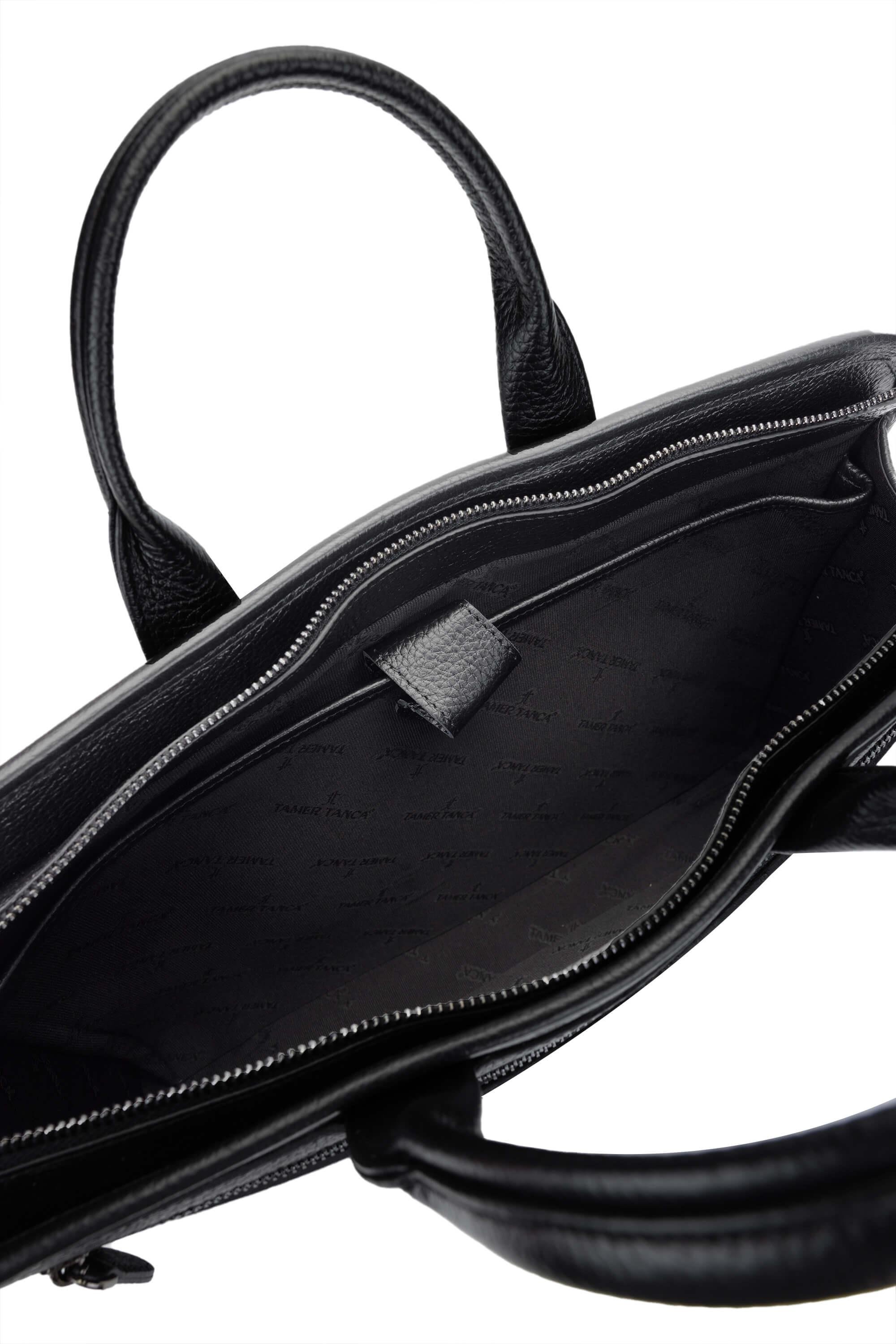 Tamer Tanca Erkek Hakiki Deri Siyah Floter Evrak Çantası