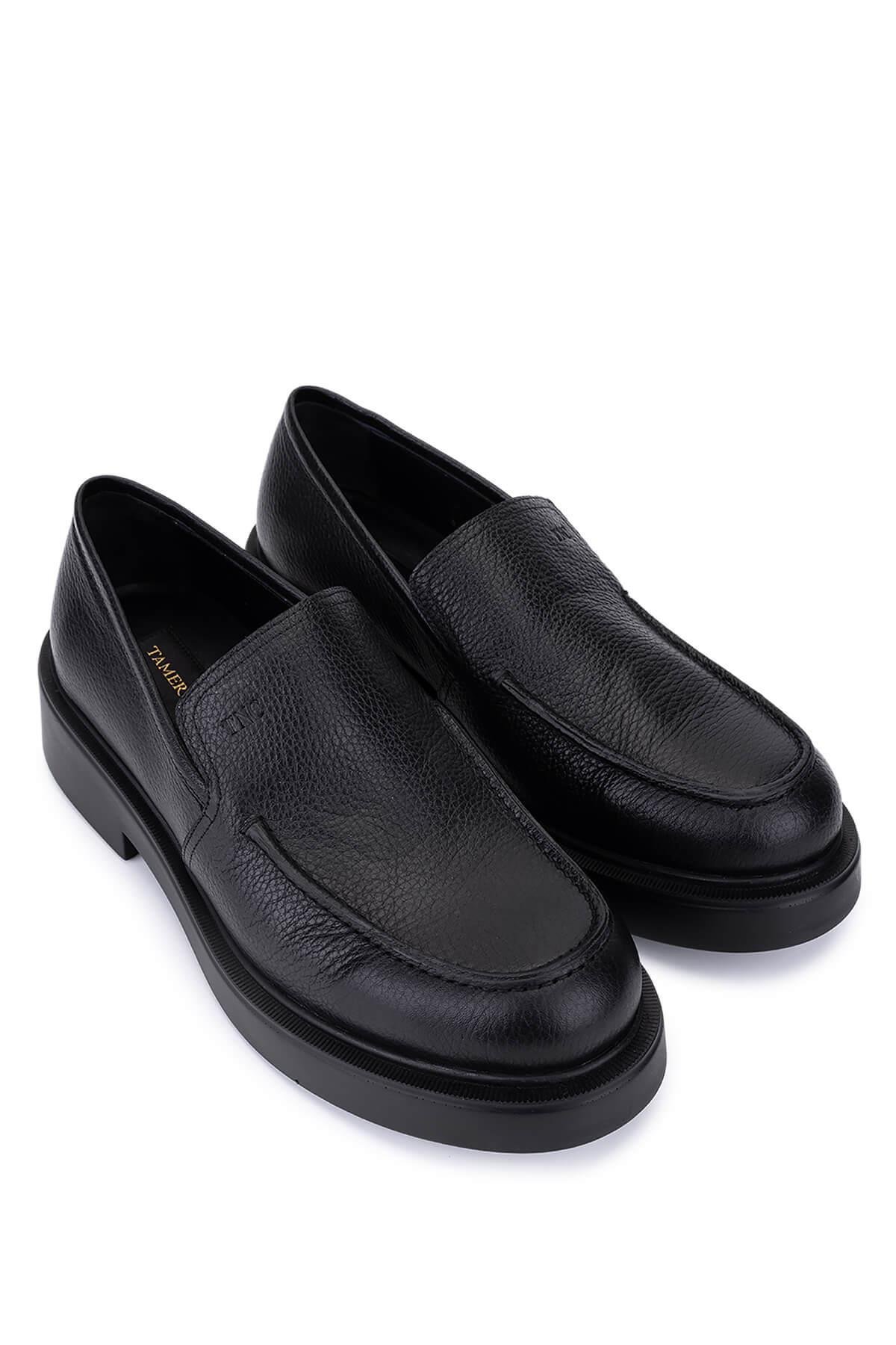 Tamer Tanca Erkek Hakiki Deri Siyah Floter Loafer Ayakkabı