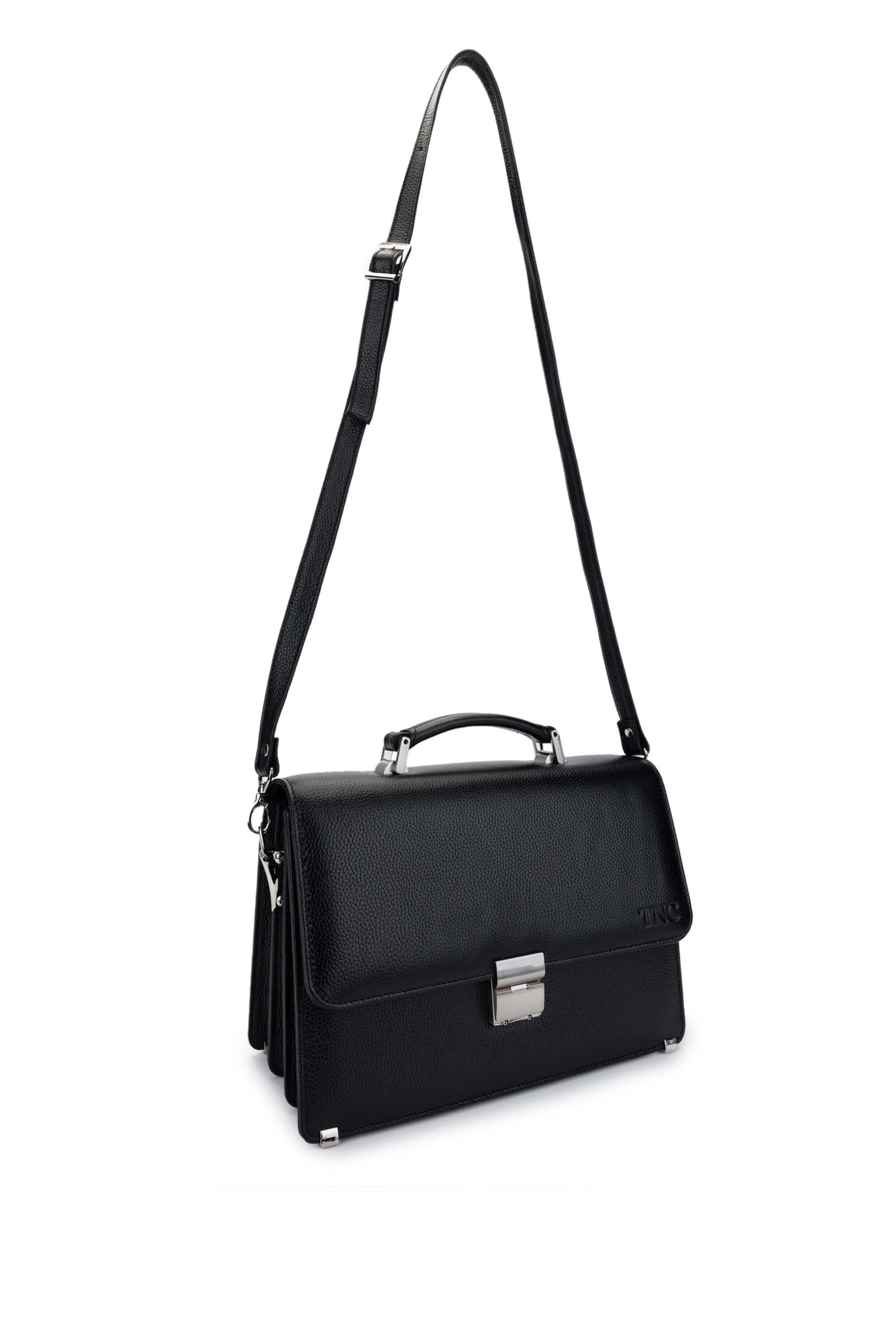 Tamer Tanca Erkek Hakiki Deri Siyah Floter Evrak Çantası