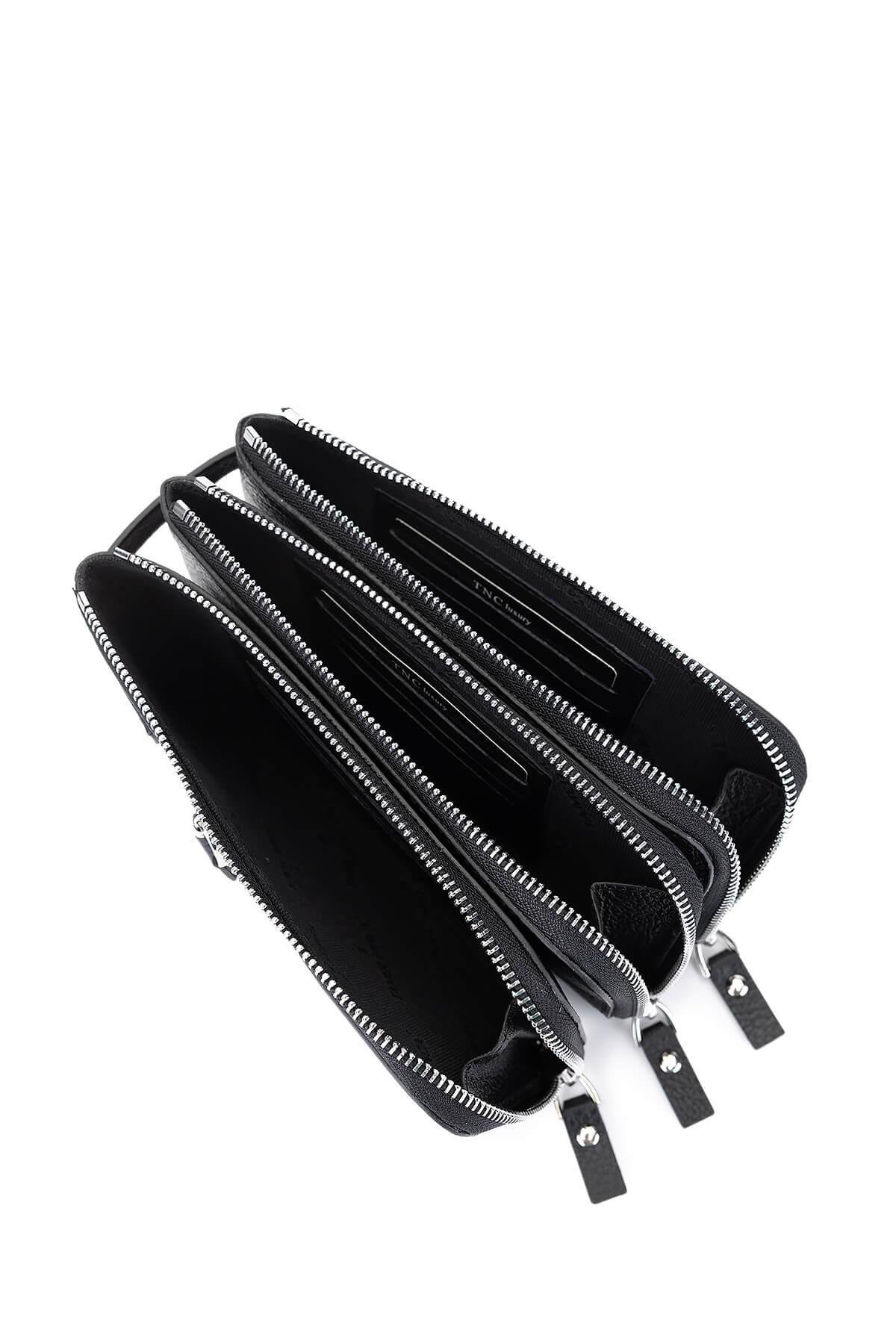 Tamer Tanca Erkek Hakiki Deri Siyah Floter El Çantası