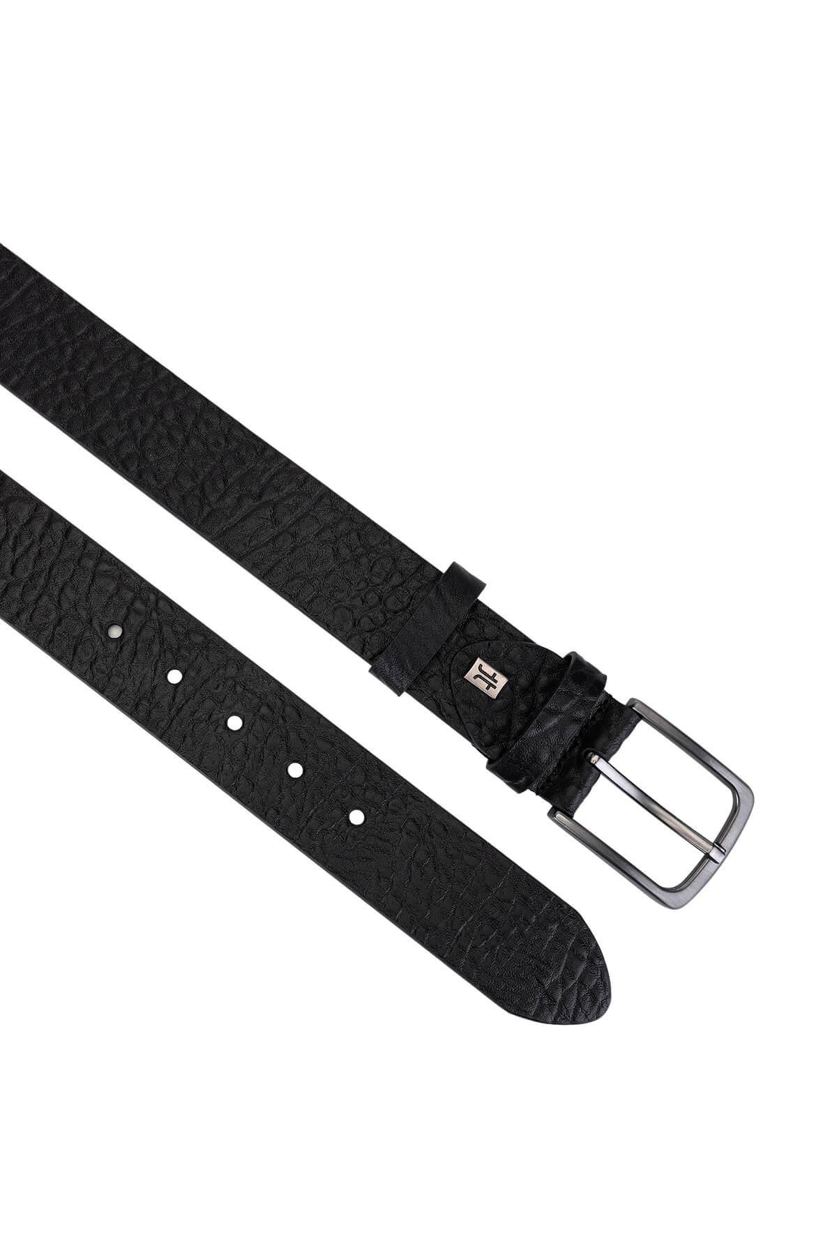 Tamer Tanca Erkek Hakiki Deri Siyah Jumbo Spor Kemer