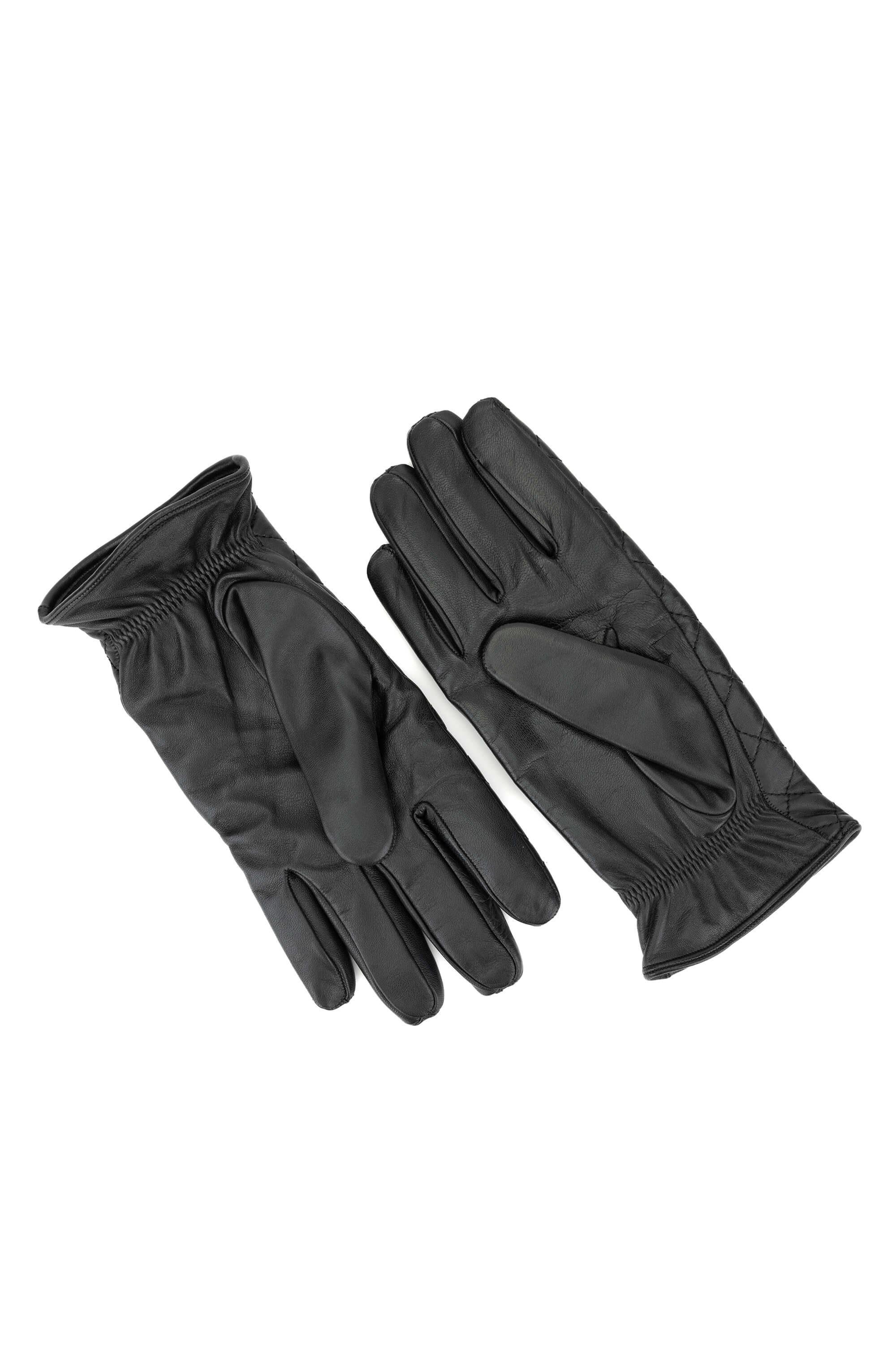 Tamer Tanca Erkek Hakiki Deri Siyah Kapitone Eldiven ELDIVEN