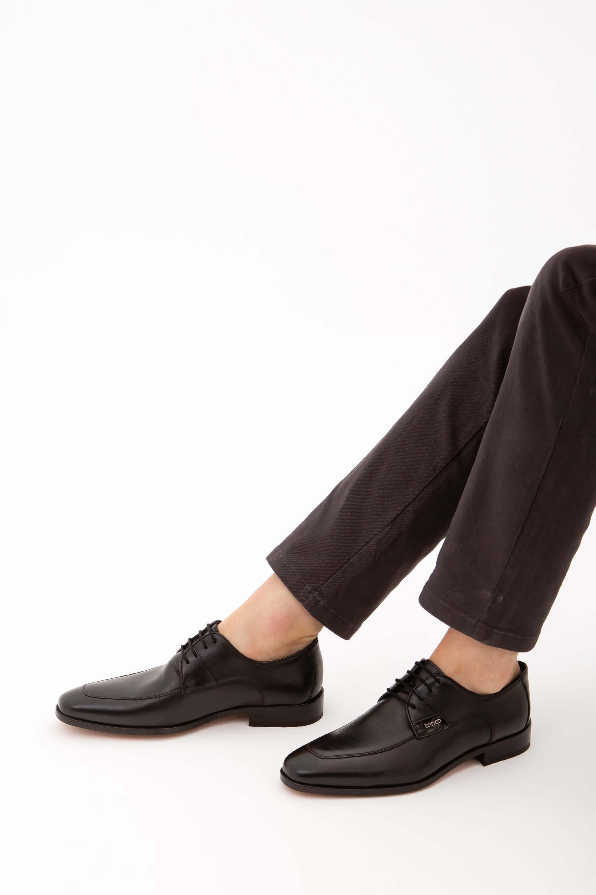 Tamer Tanca Erkek Hakiki Deri Siyah Klasik Ayakkabı