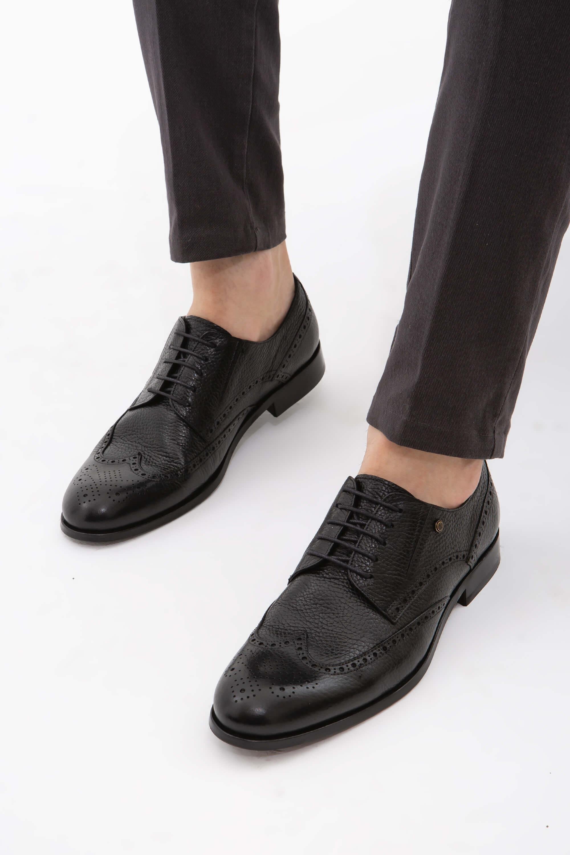 Tamer Tanca Erkek Hakiki Deri Siyah Klasik Ayakkabı