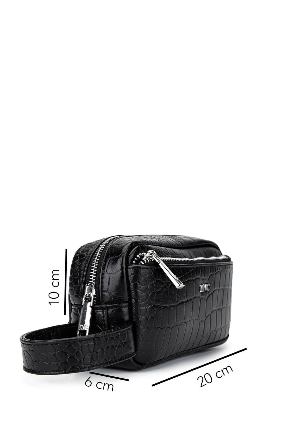 Tamer Tanca Erkek Hakiki Deri Siyah Kroko El Çantası