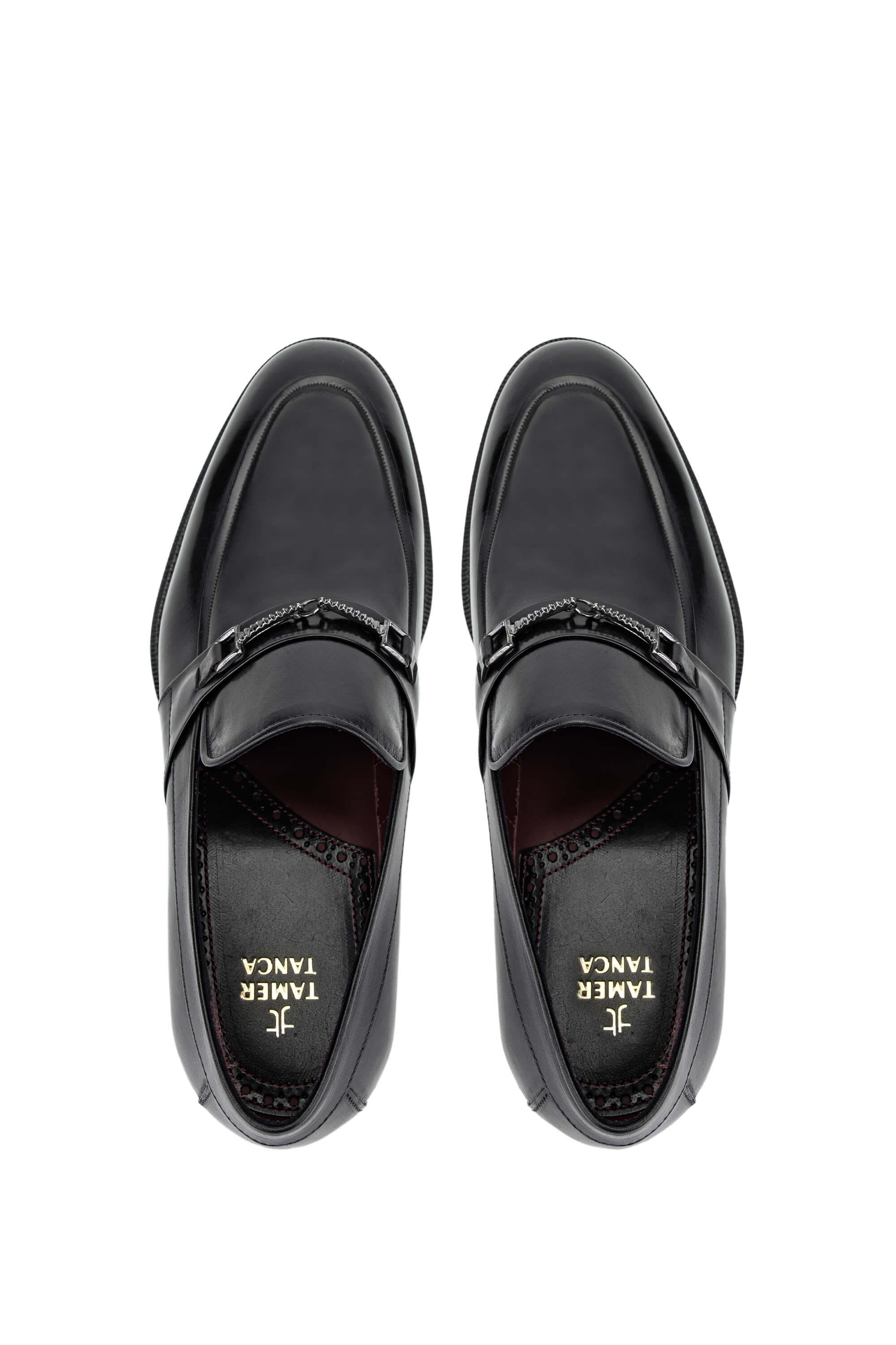 Tamer Tanca Erkek Hakiki Deri Siyah Loafer Ayakkabı
