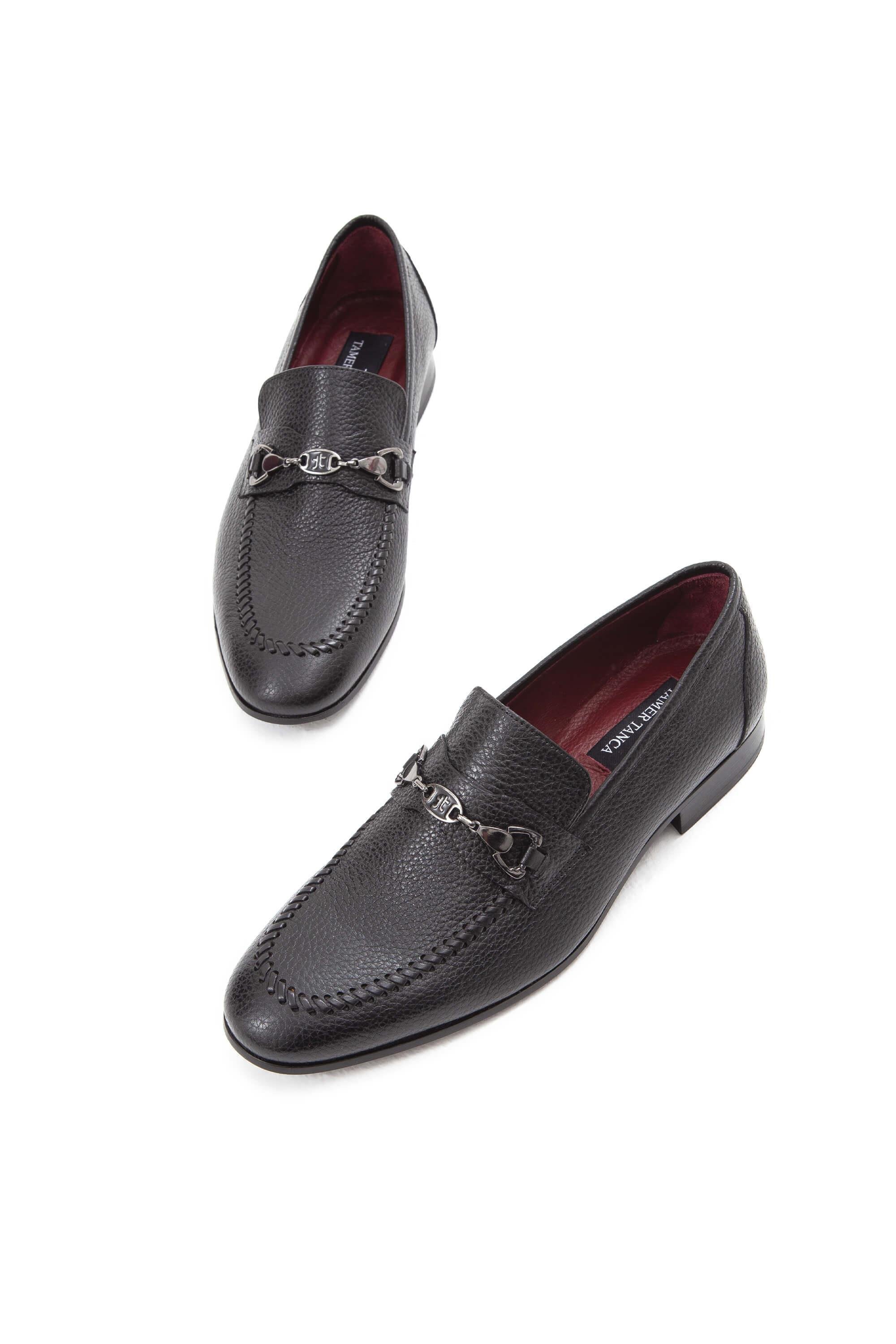 Tamer Tanca Erkek Hakiki Deri Siyah Makosen Ayakkabı