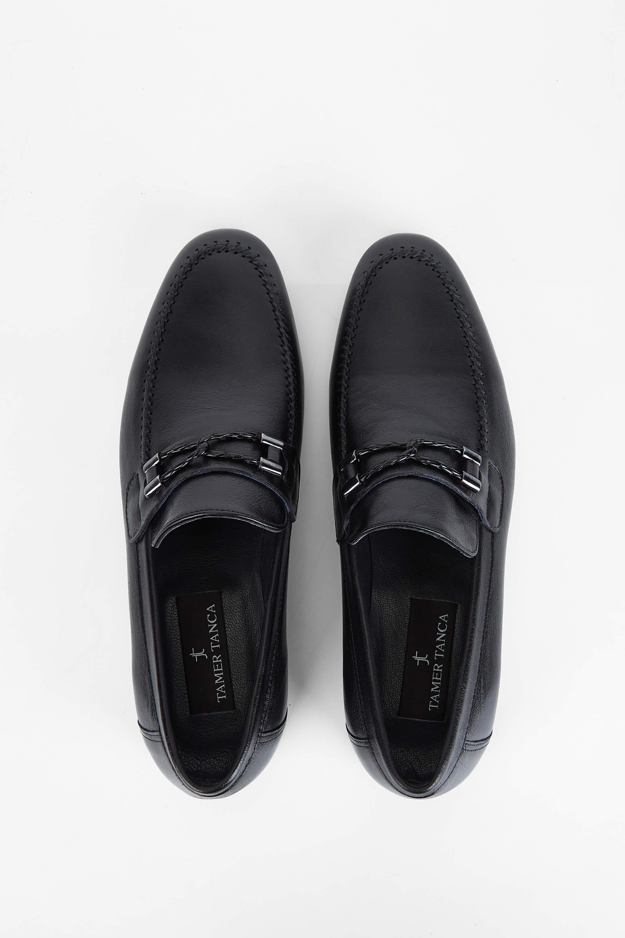 Tamer Tanca Erkek Hakiki Deri Siyah Makosen Ayakkabı