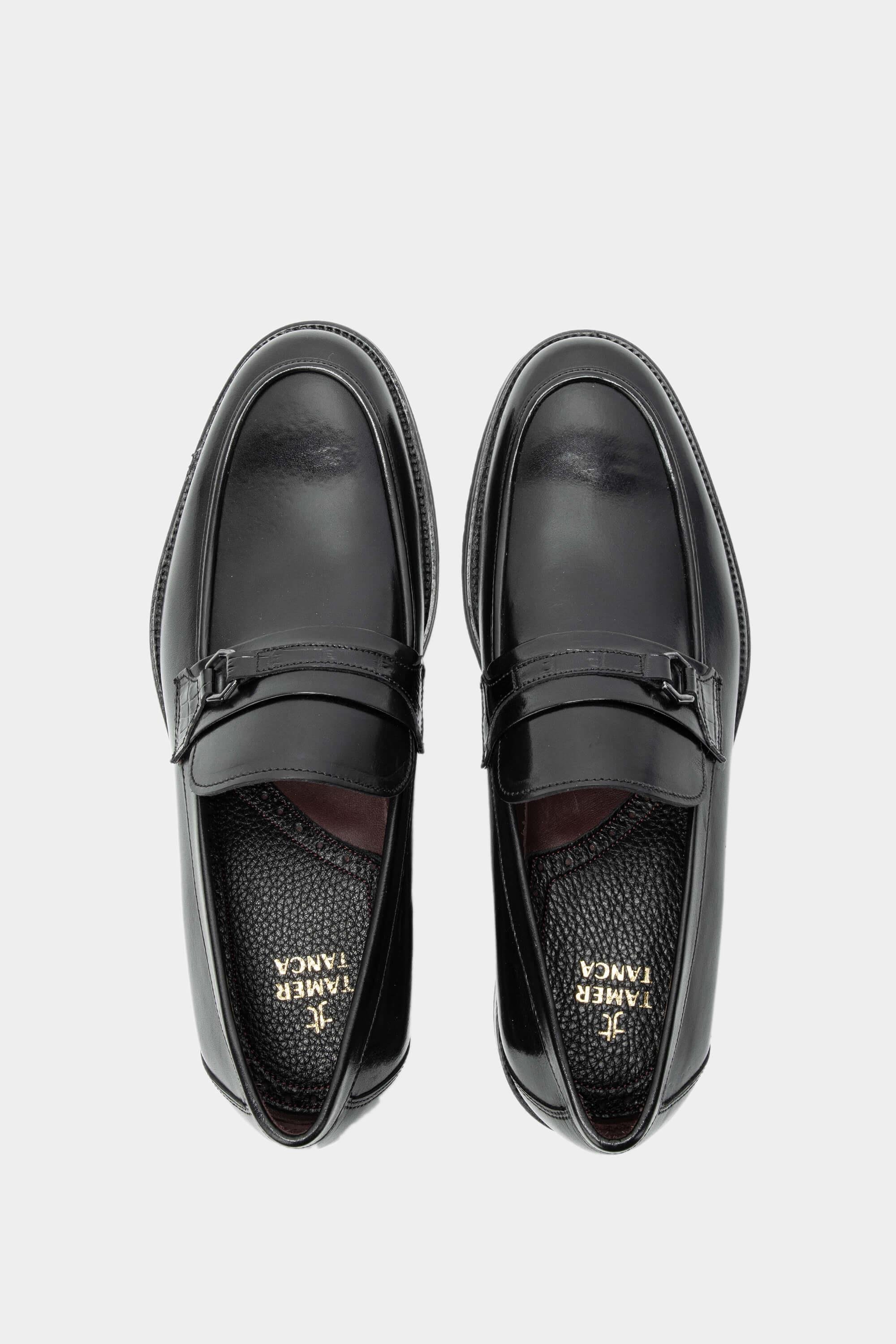 Tamer Tanca Erkek Hakiki Deri Siyah Makosen Ayakkabı