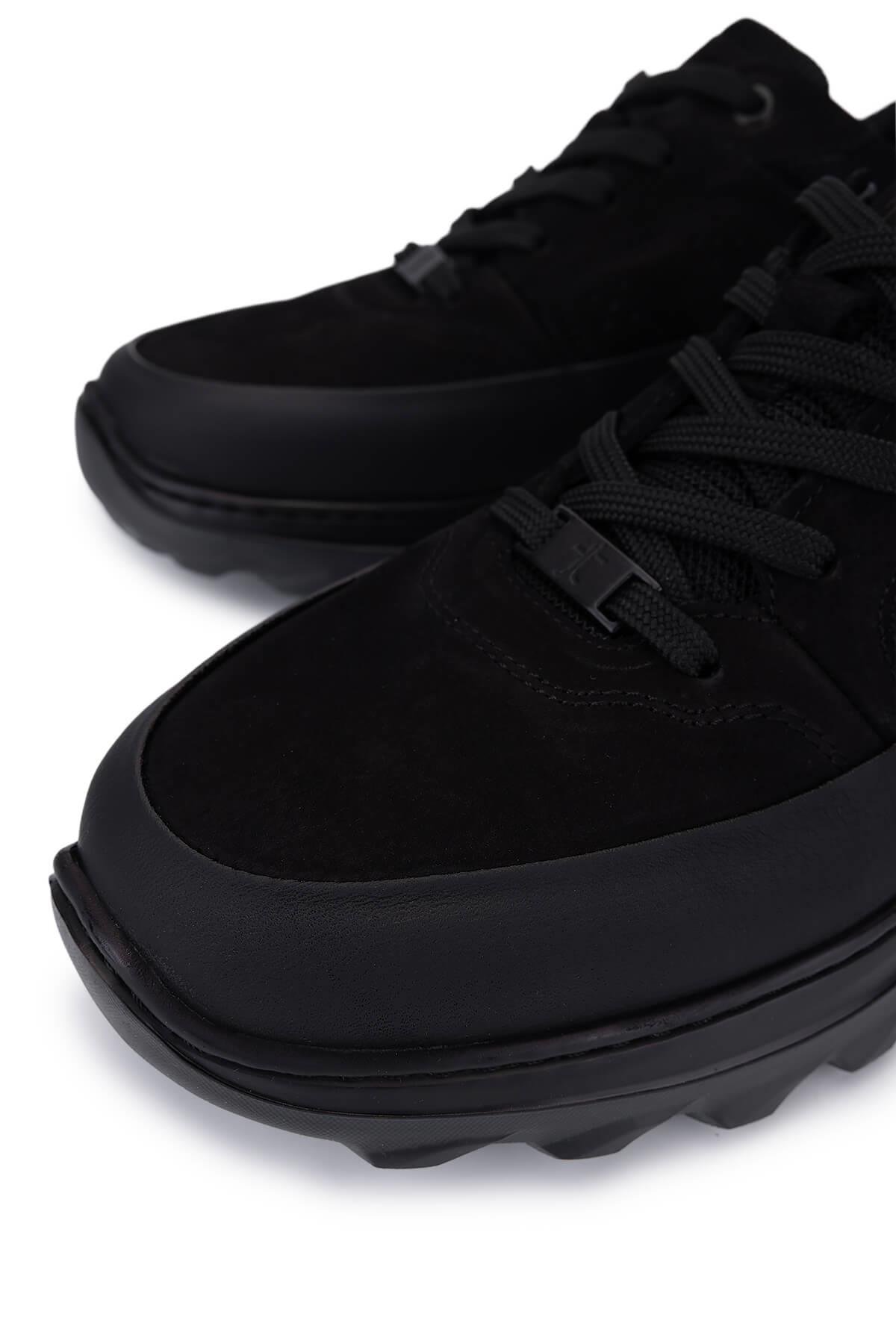 Tamer Tanca Erkek Hakiki Deri Siyah Mat/Siyah Sneakers & Spor Ayakkabı
