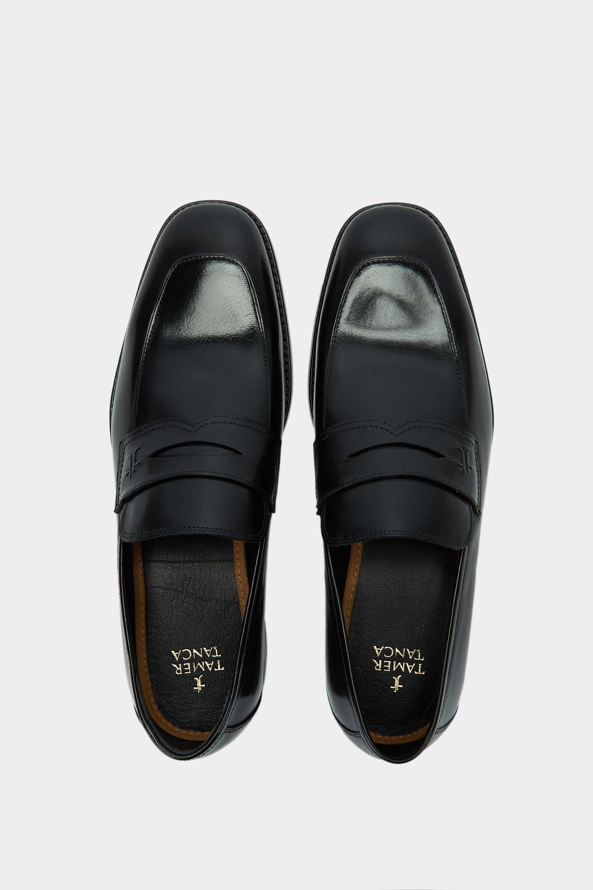 Tamer Tanca Erkek Hakiki Deri Siyah Makosen Ayakkabı