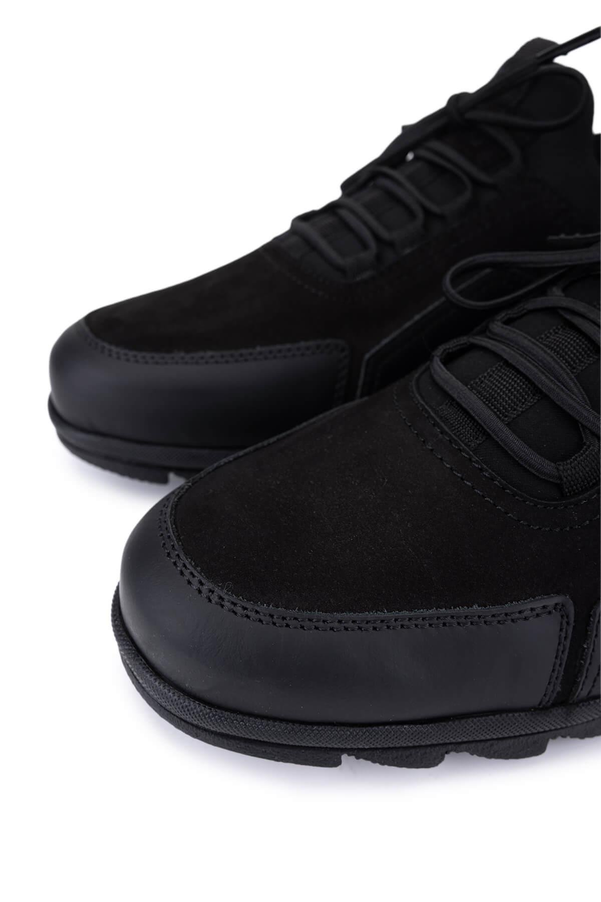 Tamer Tanca Erkek Hakiki Deri Siyah Nubuk Sneakers & Spor Ayakkabı