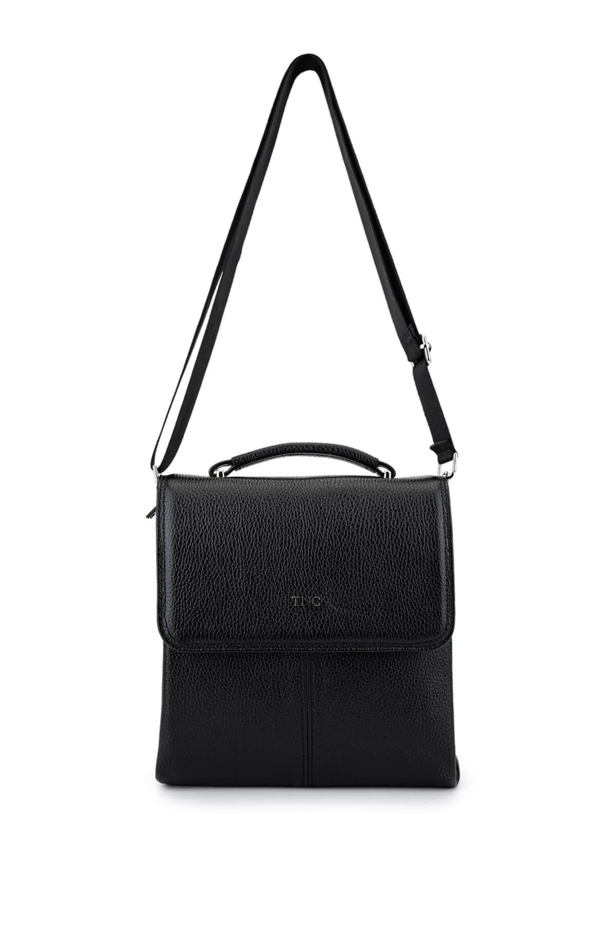 Tamer Tanca Erkek Hakiki Deri Siyah Postacı Çanta