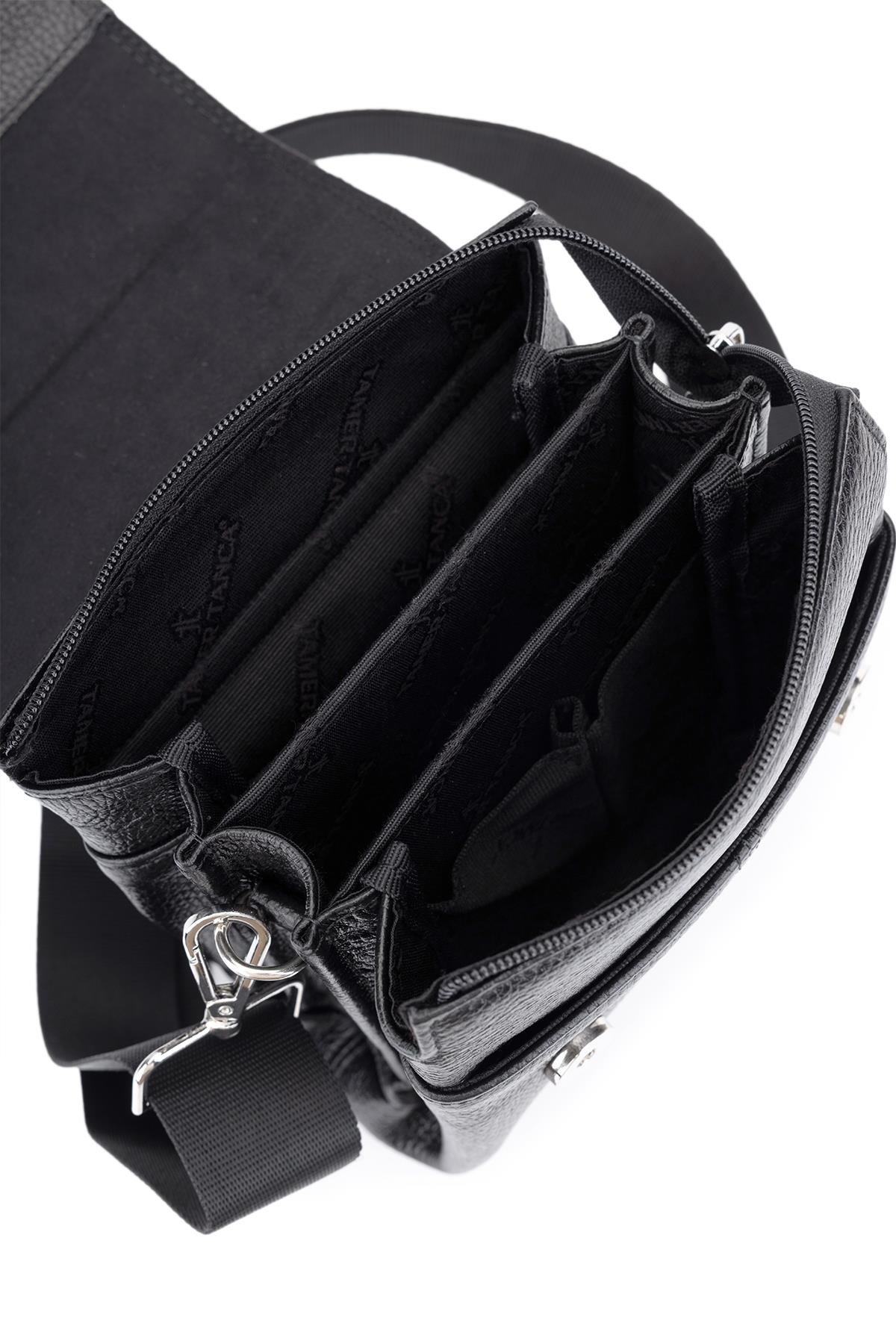 Tamer Tanca Erkek Hakiki Deri Siyah Postacı Çanta