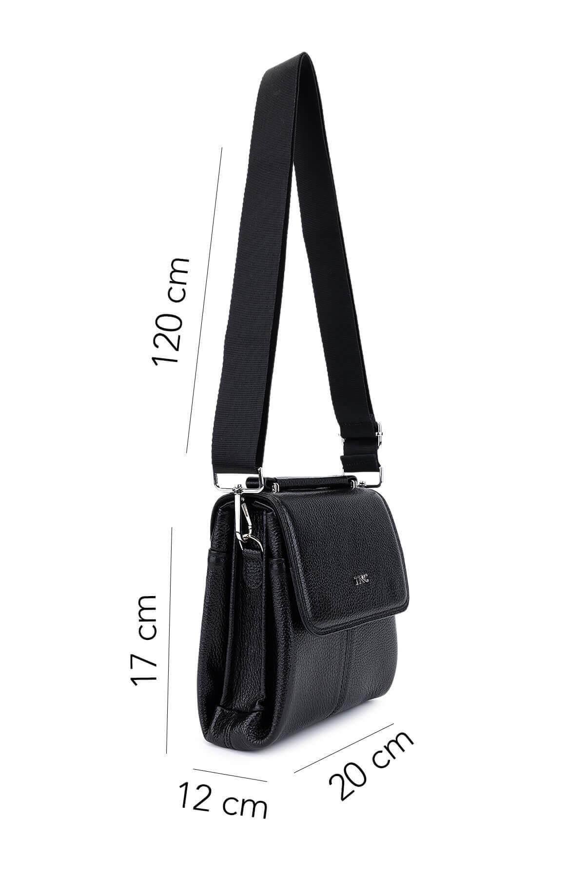 Tamer Tanca Erkek Hakiki Deri Siyah Postacı Çanta