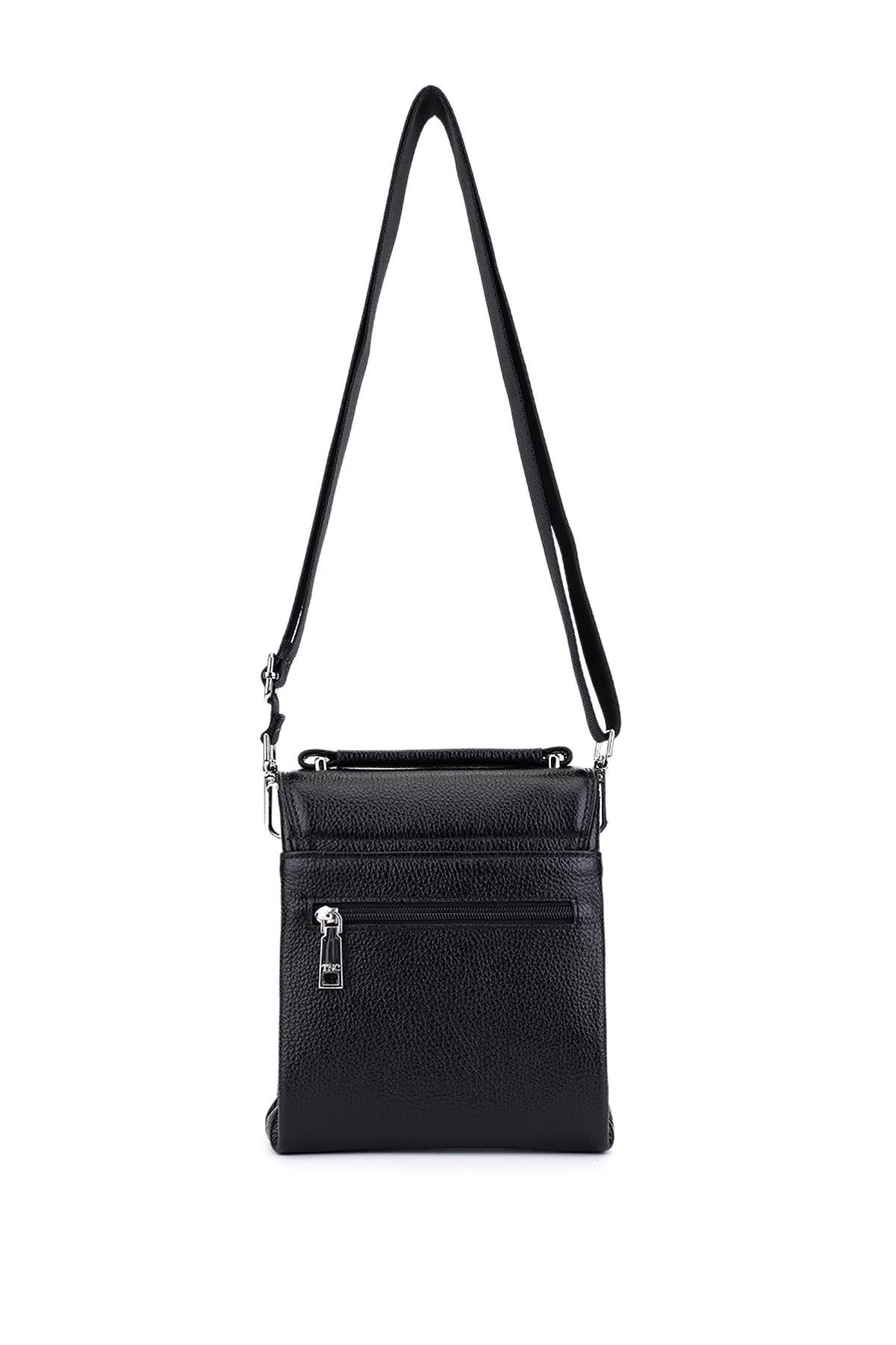 Tamer Tanca Erkek Hakiki Deri Siyah Postacı Çanta