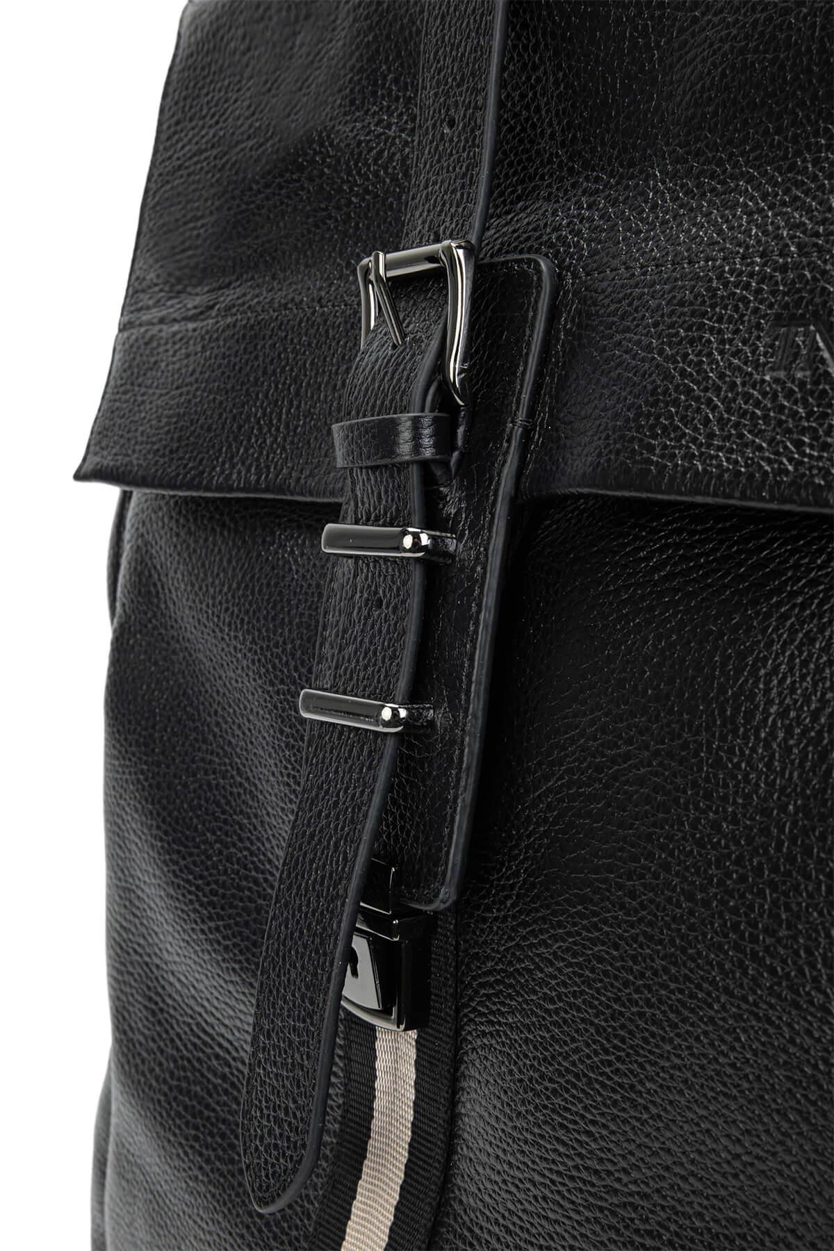 Tamer Tanca Erkek Hakiki Deri Siyah Sırt Çantası