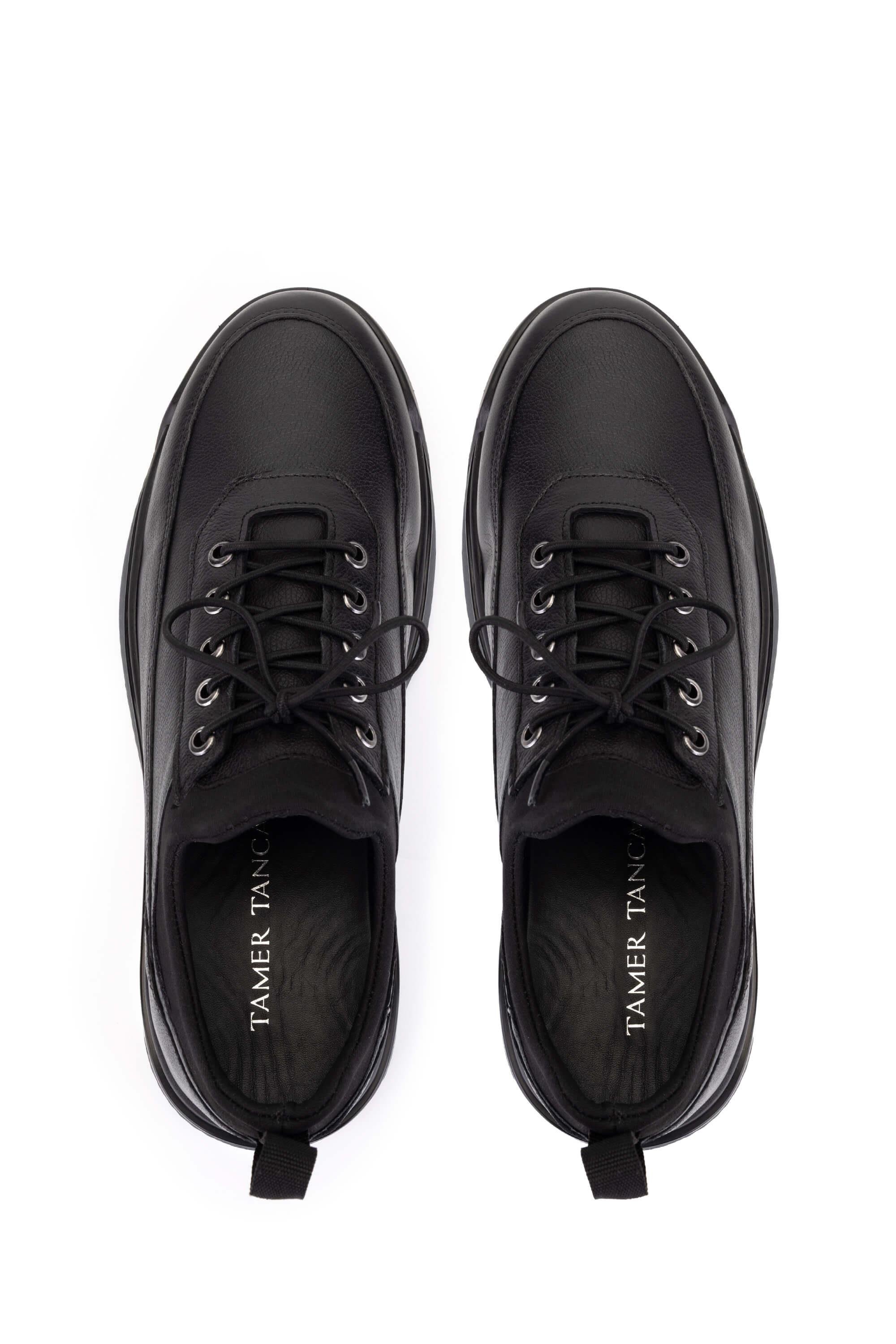 Tamer Tanca Erkek Hakiki Deri Siyah Sneakers & Spor Ayakkabı