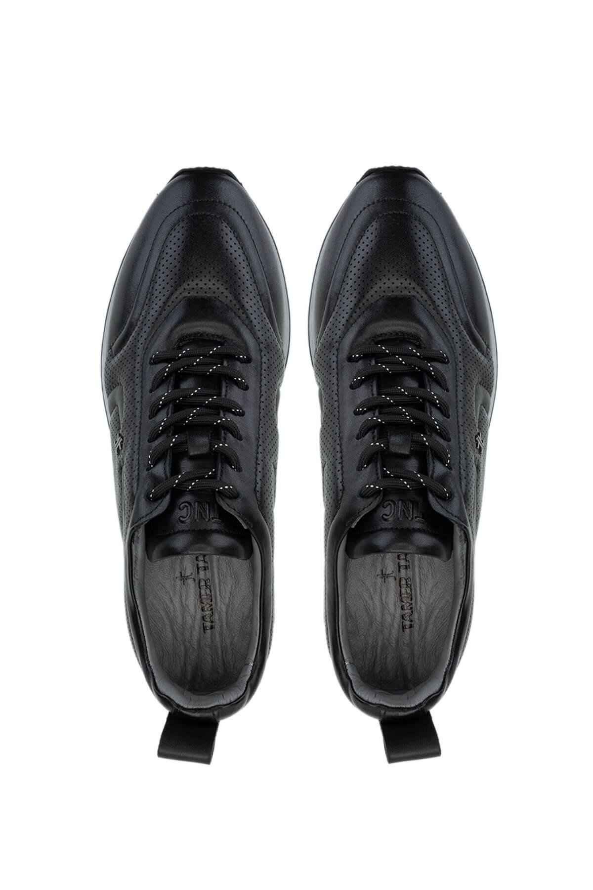 Tamer Tanca Erkek Hakiki Deri Siyah Sneakers & Spor Ayakkabı