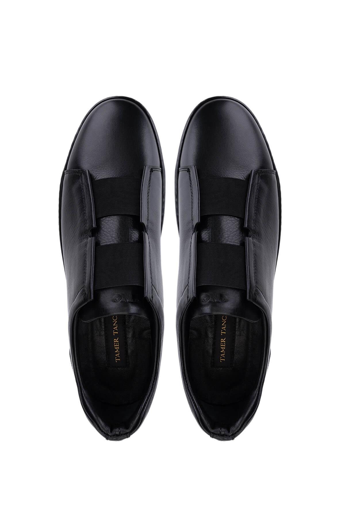 Tamer Tanca Erkek Hakiki Deri Siyah Sneakers & Spor Ayakkabı